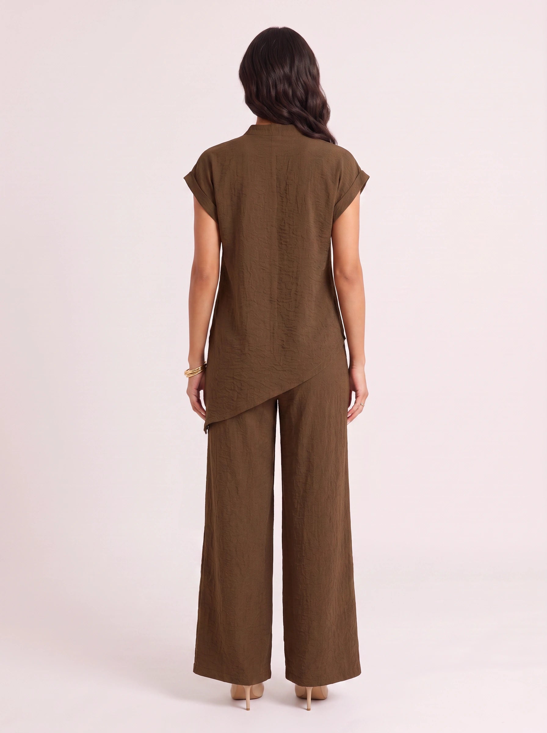 Terrima Asymmetric Tunic Wide-Leg Pants Set – Two Piece Sets Women Lounge Wear Summer Casual Linen Co-Ord Set
