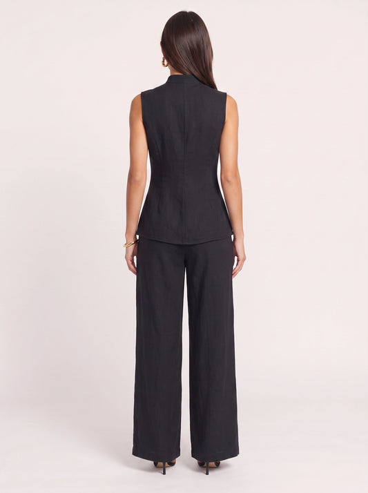 Linetto Sleeveless Button Top Wide-Leg Trouser Set – Two Piece Sets Women Business Casual Trendy Outfits Summer