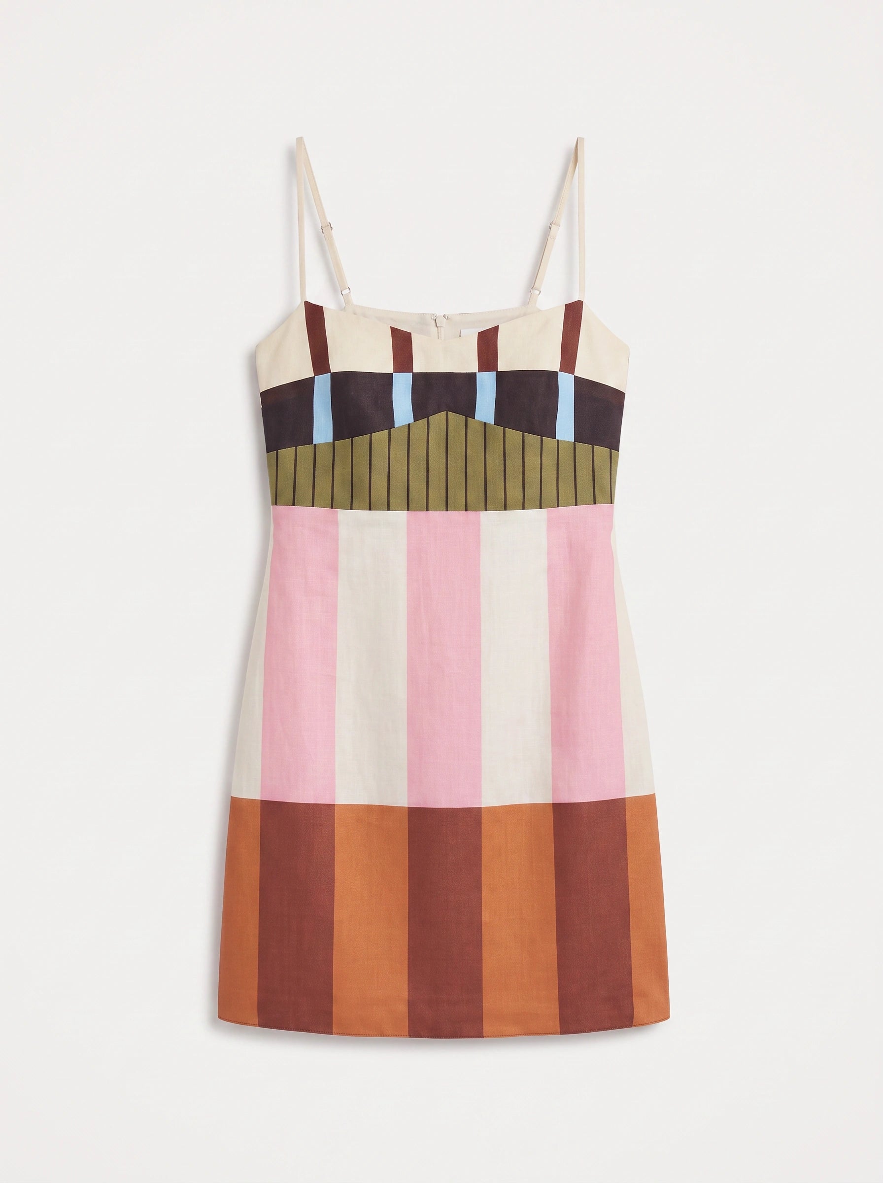 Rigette Striped Cami Mini Dress – Geometric Block Print Summer Cocktail Party Women Dress Patterns