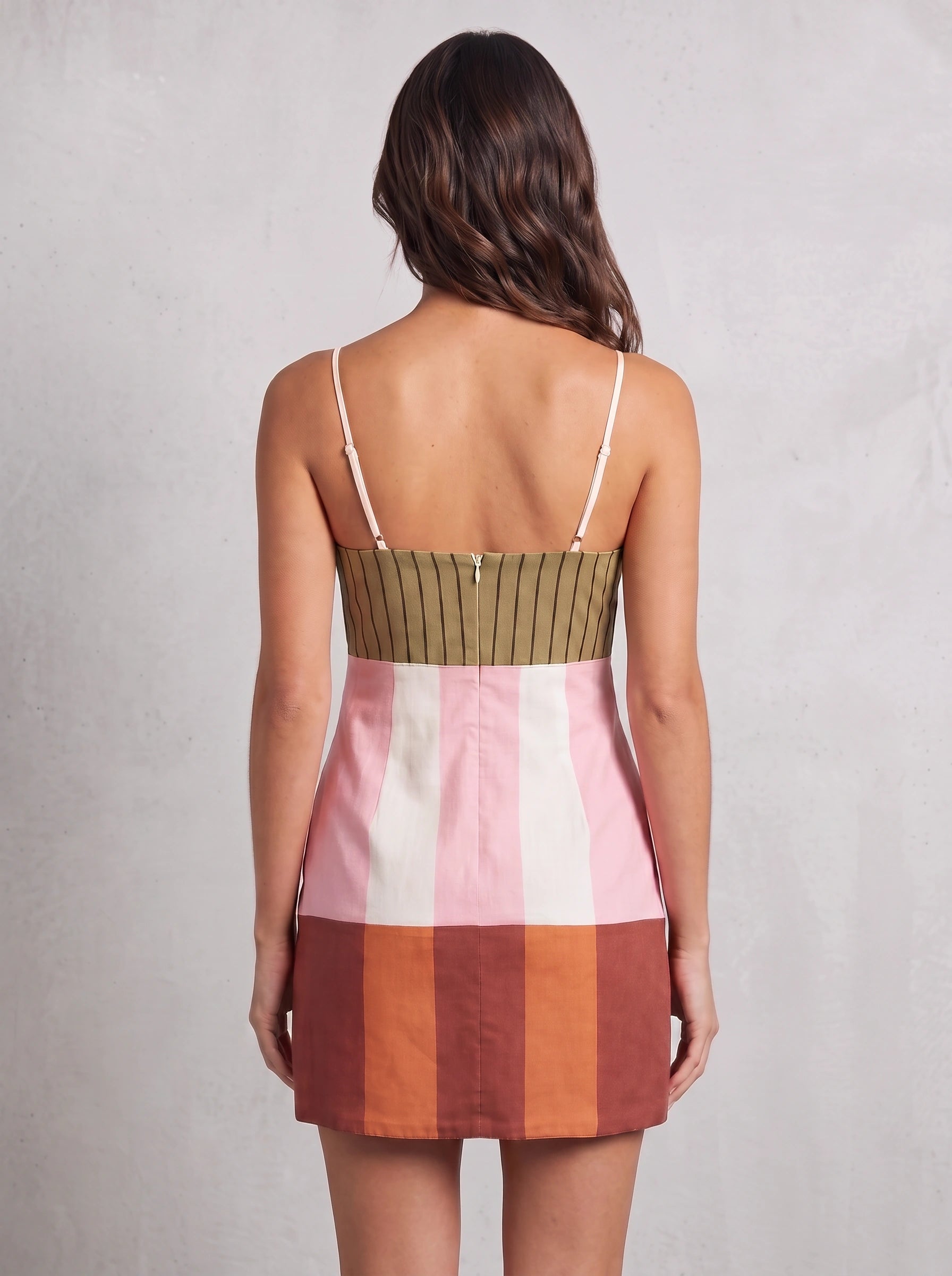 Rigette Striped Cami Mini Dress – Geometric Block Print Summer Cocktail Party Women Dress Patterns