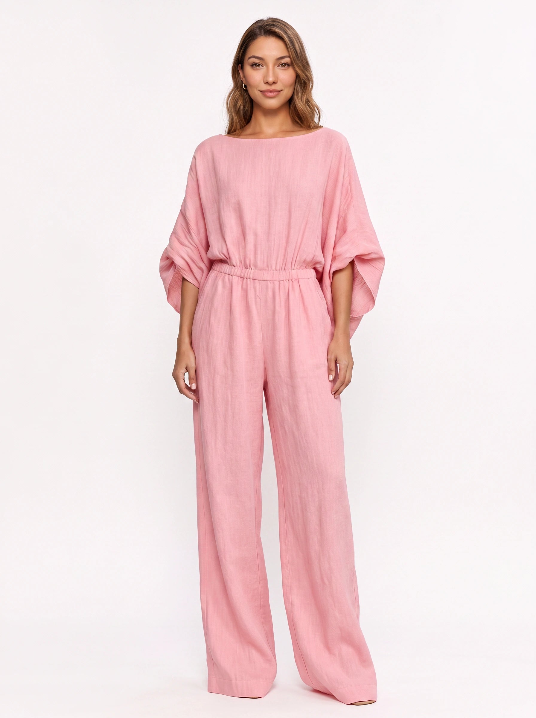 Rosonda Kimono Sleeve Wide-Leg Jumpsuit – Womens Summer Casual Relaxed Fit Boho Beach Lounge Jumpsuit