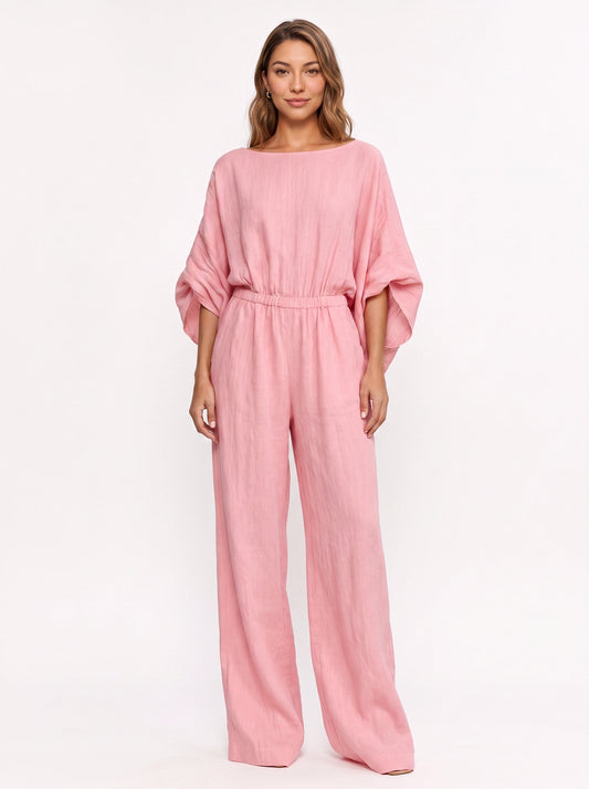 Rosonda Kimono Sleeve Wide-Leg Jumpsuit – Womens Summer Casual Relaxed Fit Boho Beach Lounge Jumpsuit