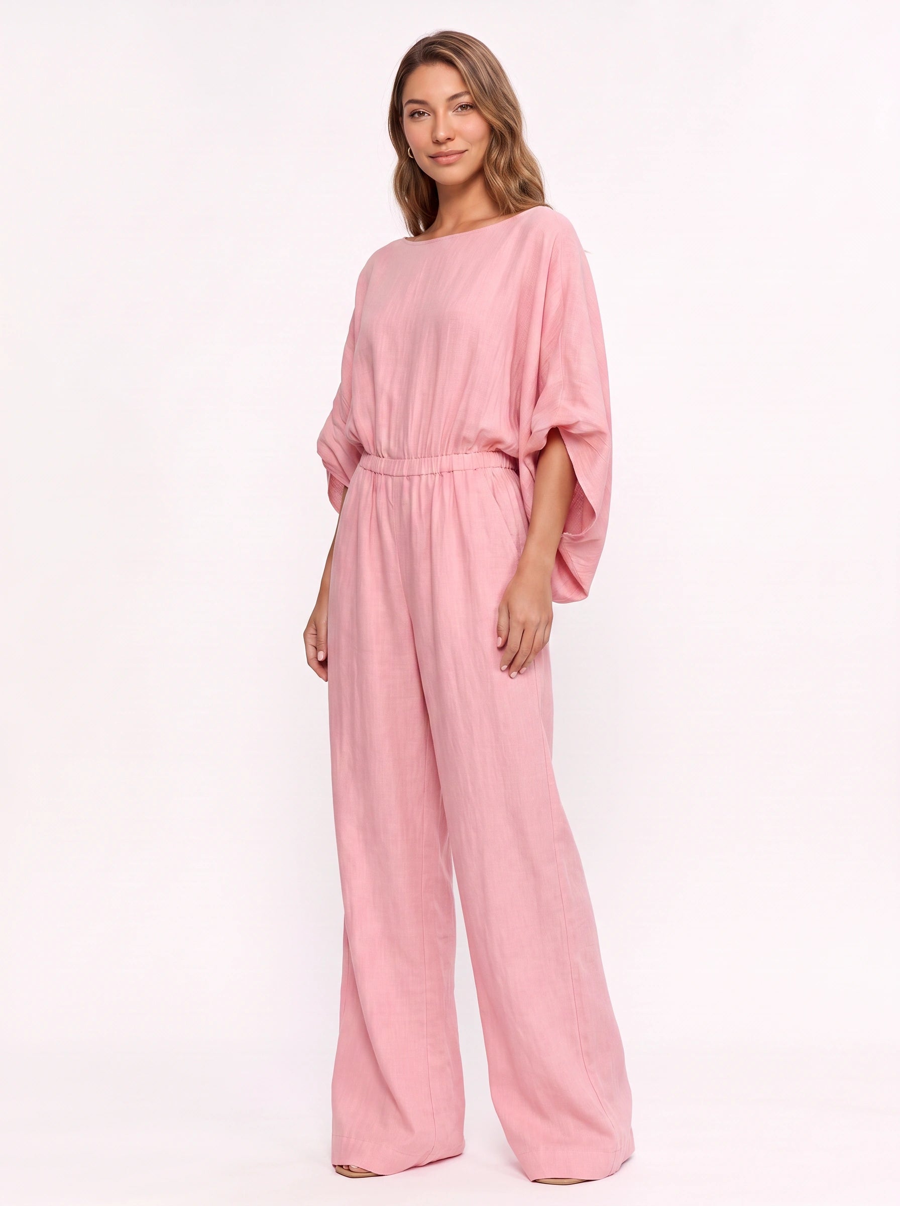 Rosonda Kimono Sleeve Wide-Leg Jumpsuit – Womens Summer Casual Relaxed Fit Boho Beach Lounge Jumpsuit