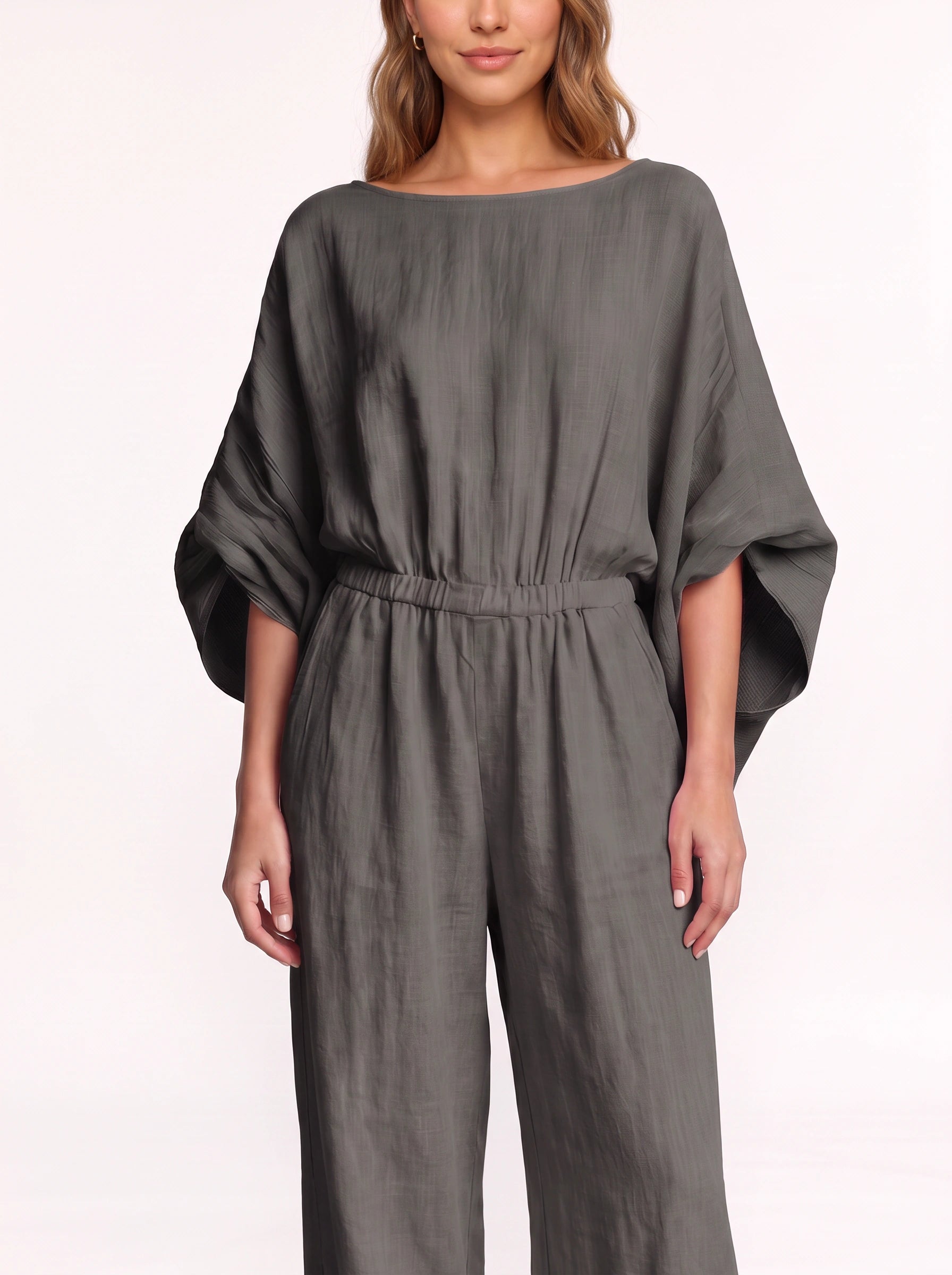 Rosonda Kimono Sleeve Wide-Leg Jumpsuit – Womens Summer Casual Relaxed Fit Boho Beach Lounge Jumpsuit