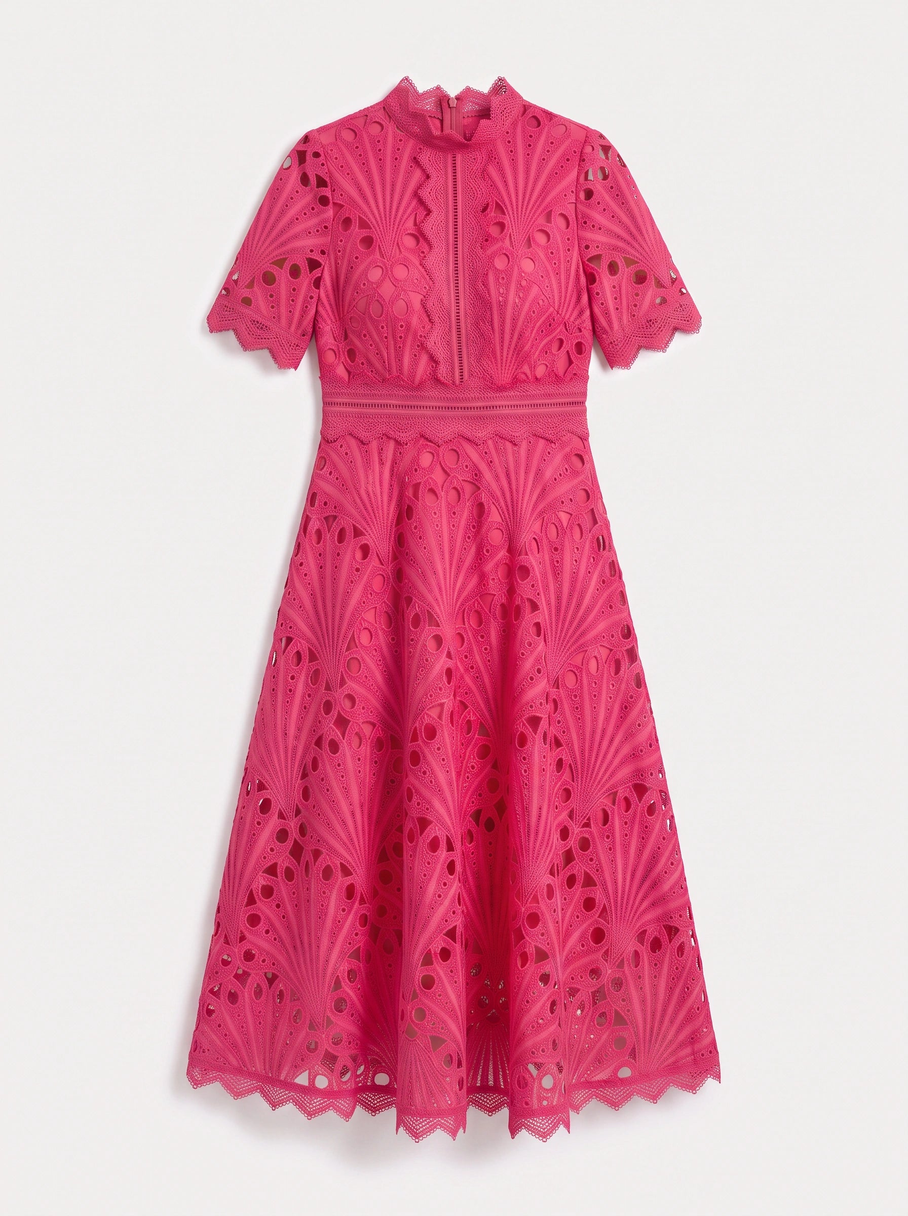 Charlisse High-Neck Lace Midi Dress – Formal Wedding Guest Women Elegant Semi Formal Midi Dress