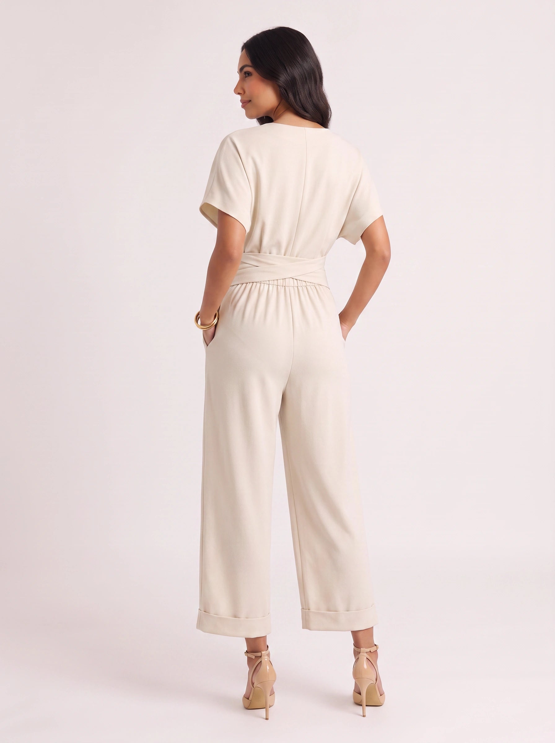 Avorio Wrap Front Jumpsuit – Wide Leg Jumpsuit Women Summer Evening Wedding Guest Formal Cocktail Party Relaxed Fit