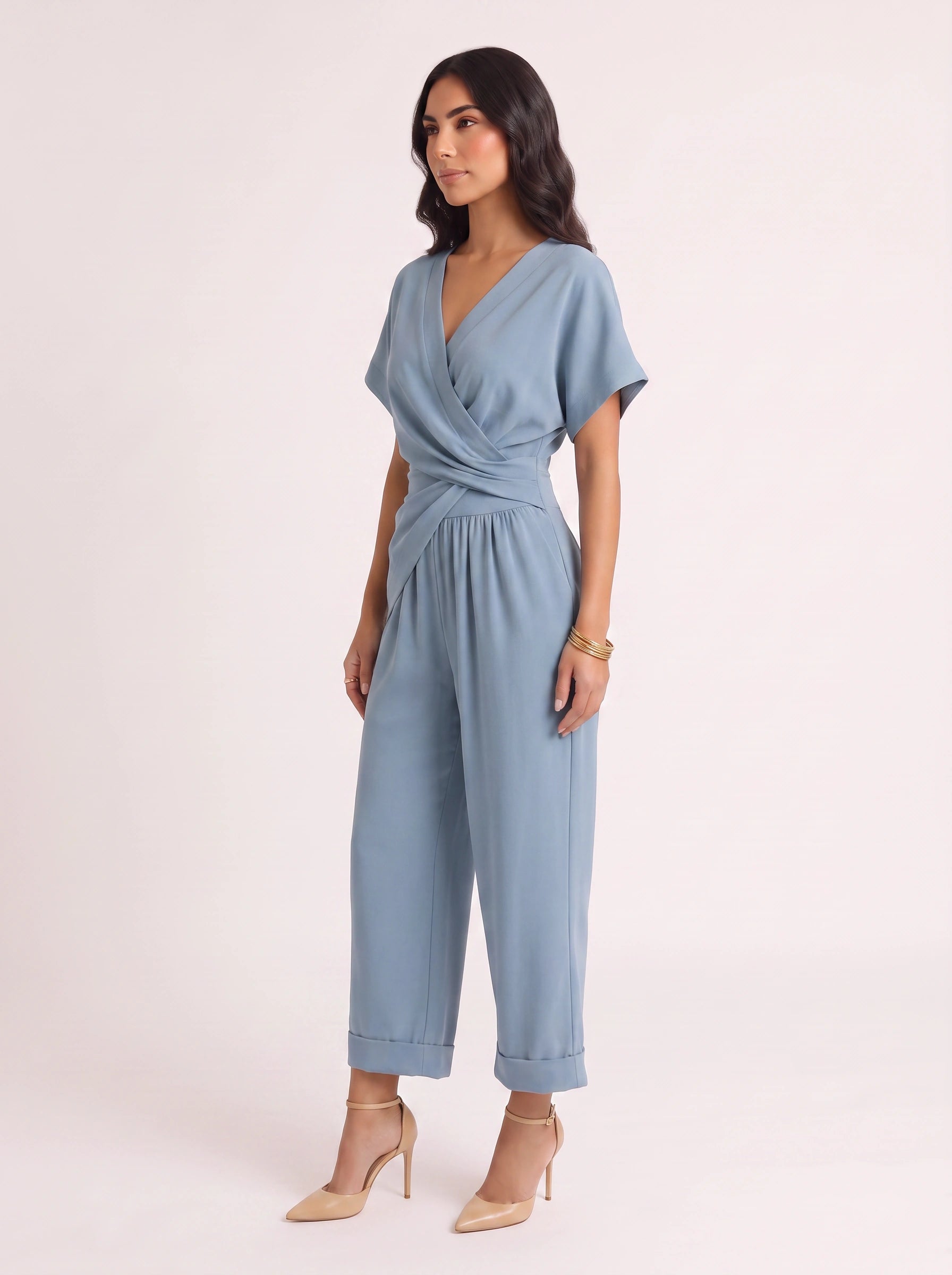 Avorio Wrap Front Jumpsuit – Wide Leg Jumpsuit Women Summer Evening Wedding Guest Formal Cocktail Party Relaxed Fit