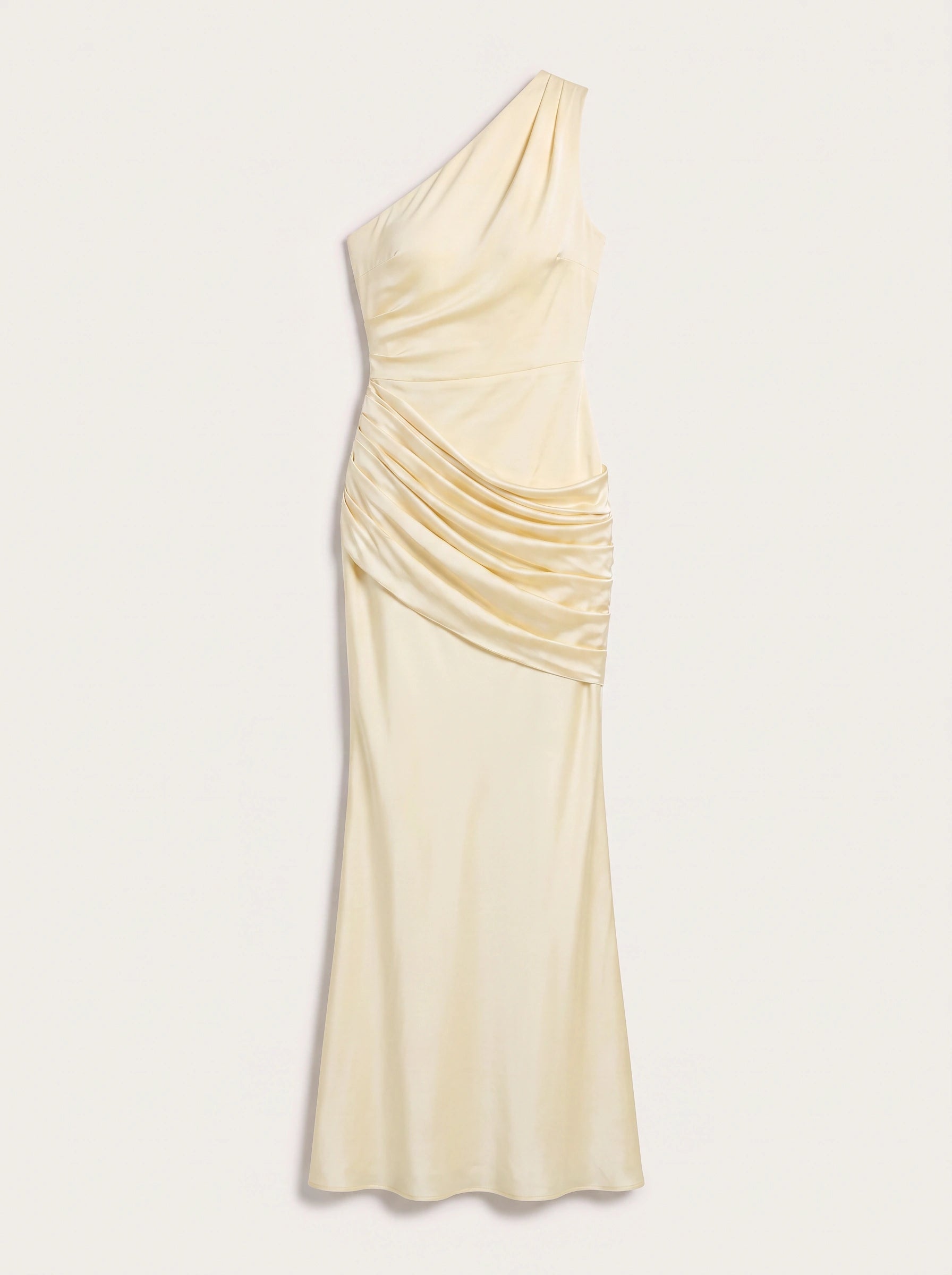 Orissa One-Shoulder Ruched Maxi Dress – Satin Women Wedding Guest Formal Evening Bridesmaid Maxi Dress