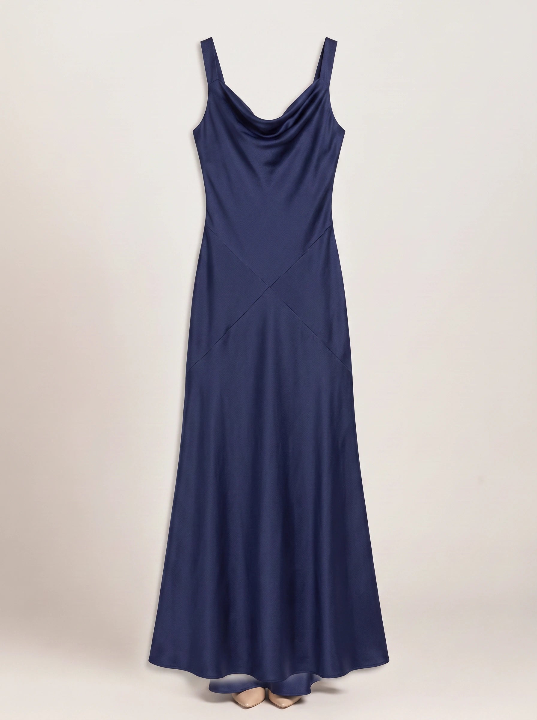 Colonna Cowl Neck Satin Maxi Dress – Wedding Guest Formal Women Bridesmaid Mother Bride Evening Maxi Dress