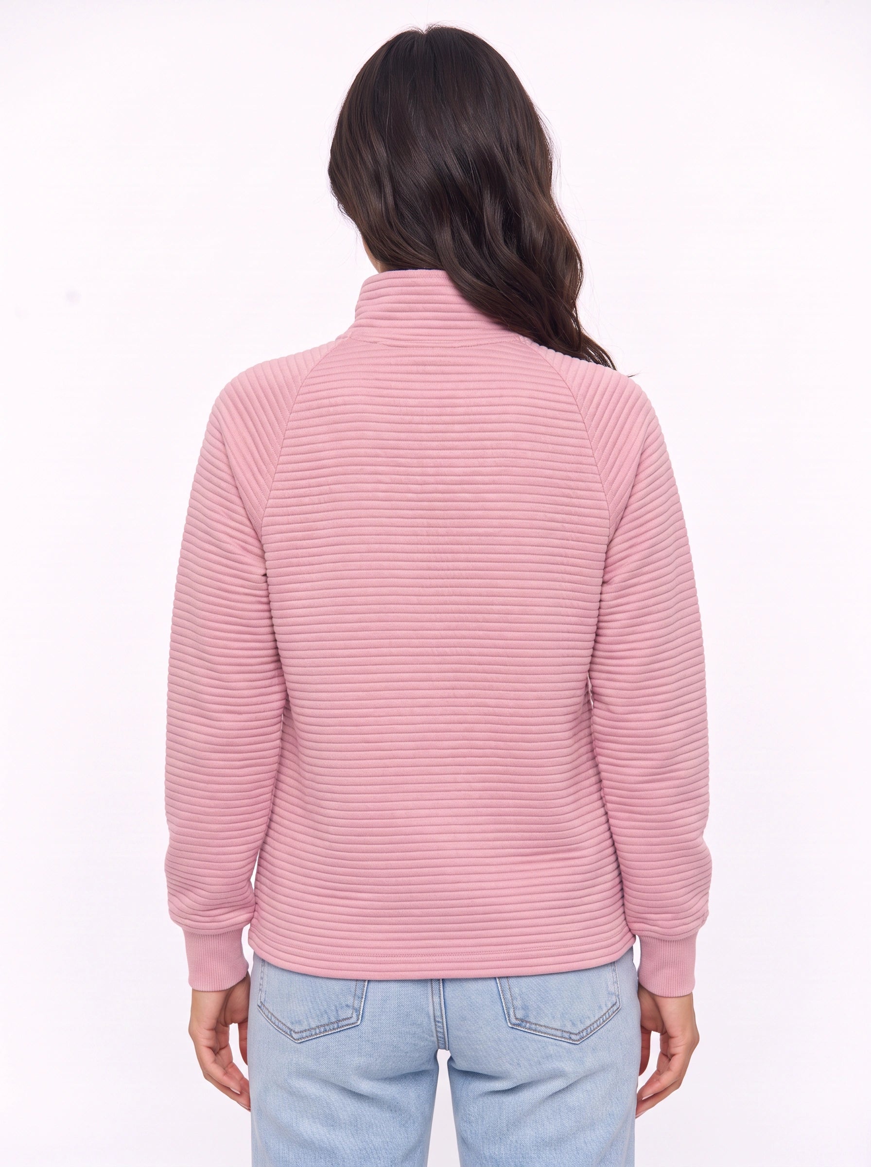 Ridgemont Half-Zip Pullover Sweater – Women Casual Ribbed Knit Zip Neck Jumper Loungewear Oversized Top