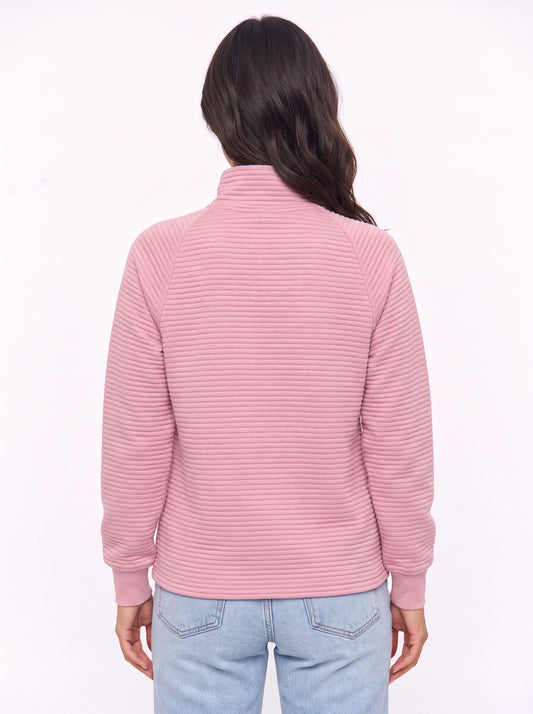 Ridgemont Half-Zip Pullover Sweater – Women Casual Ribbed Knit Zip Neck Jumper Loungewear Oversized Top