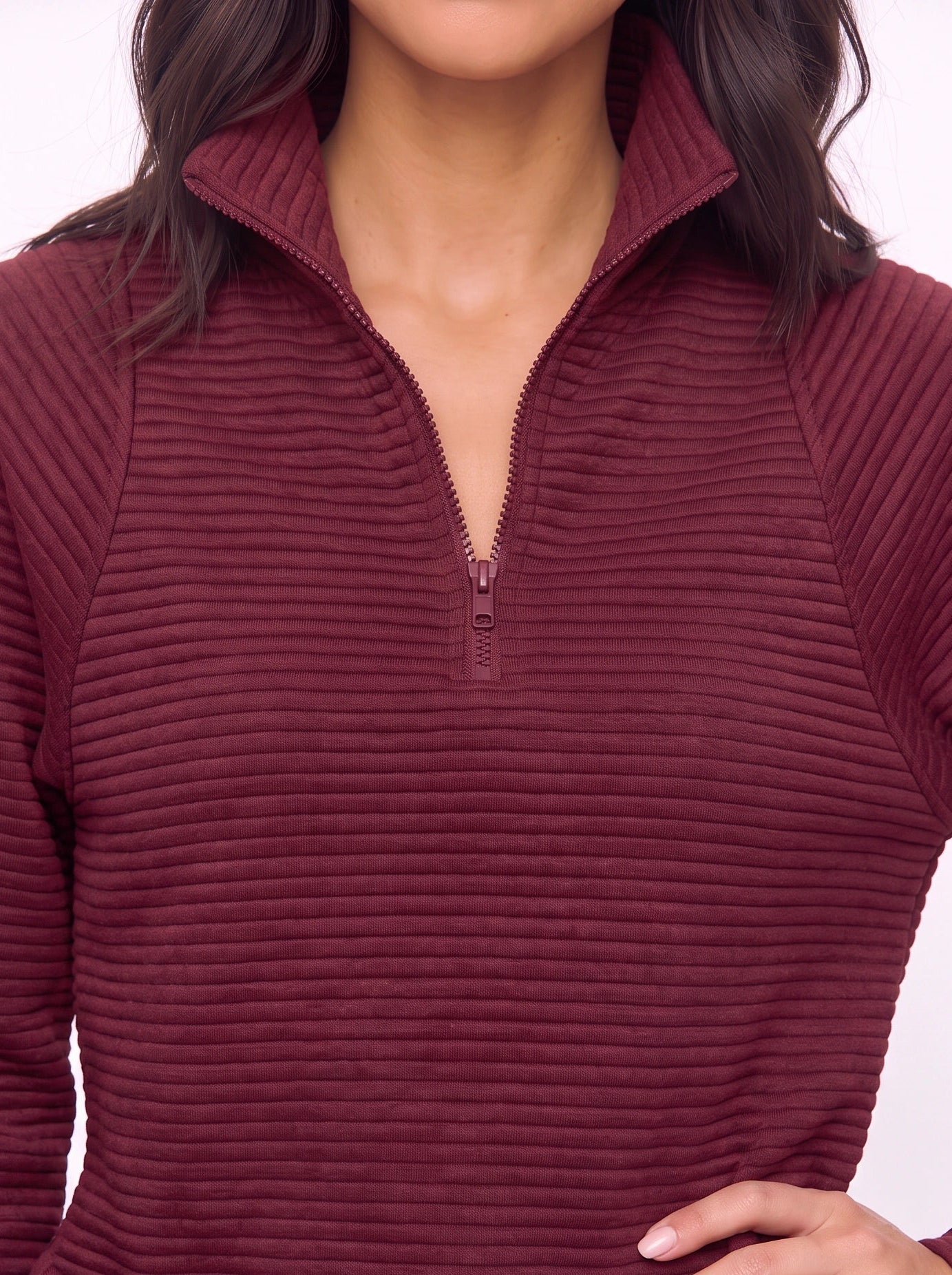 Ridgemont Half-Zip Pullover Sweater – Women Casual Ribbed Knit Zip Neck Jumper Loungewear Oversized Top