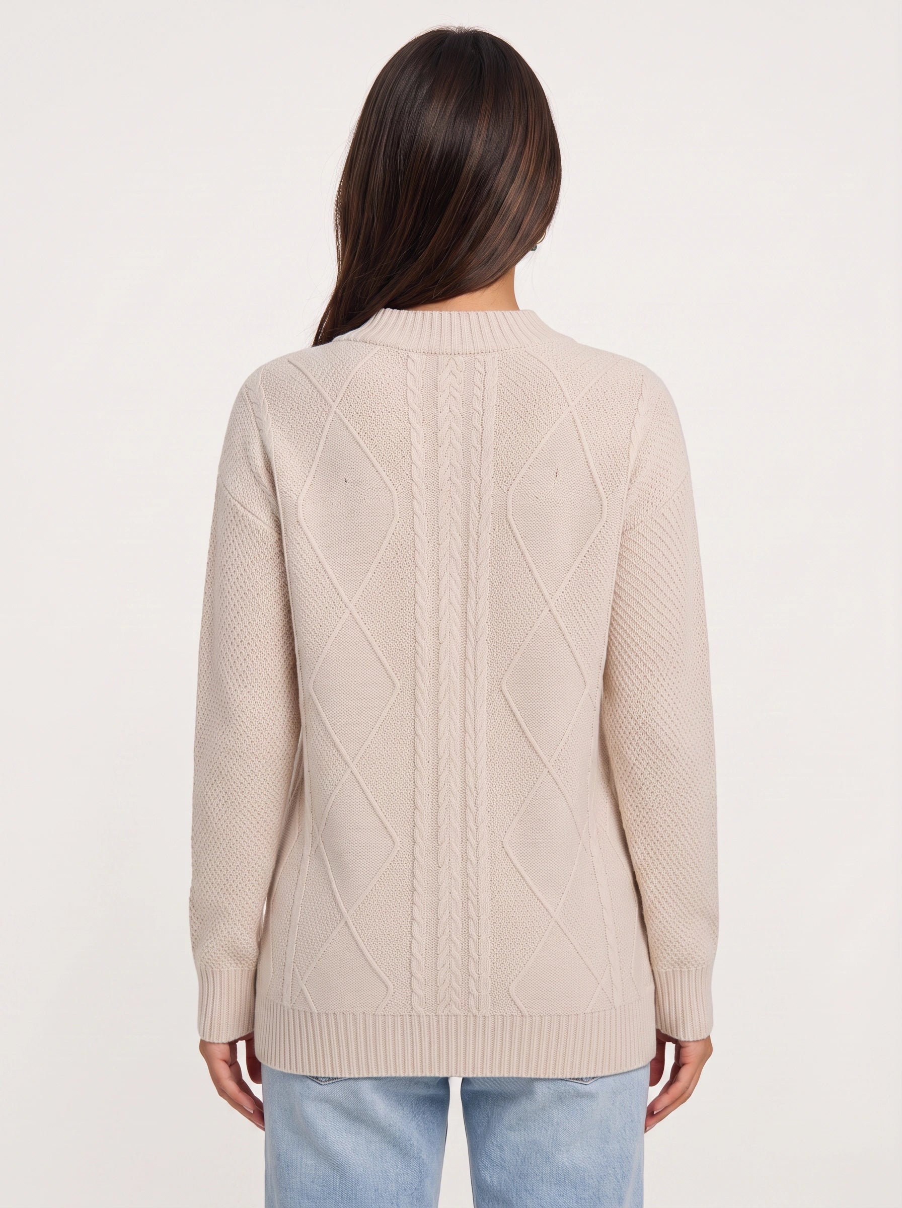 Treccio Cable Knit Button Cardigan – Sweater Women V-Neck Longline Casual Soft Chunky Knitted Cardigan