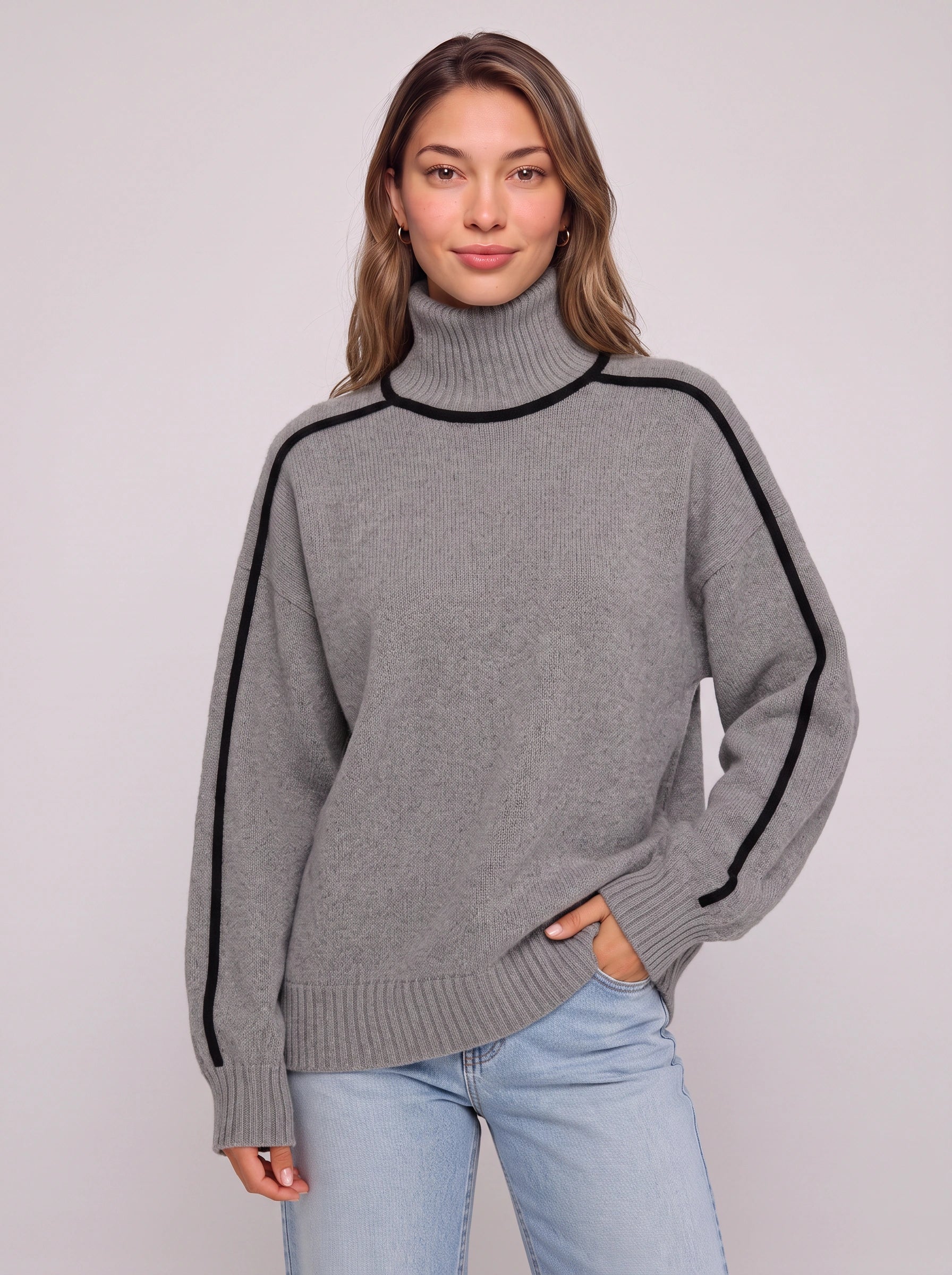 Piprail Turtleneck Oversized Sweater – Mock Neck Jumper Women Chunky Knit Casual Loungewear Pullover