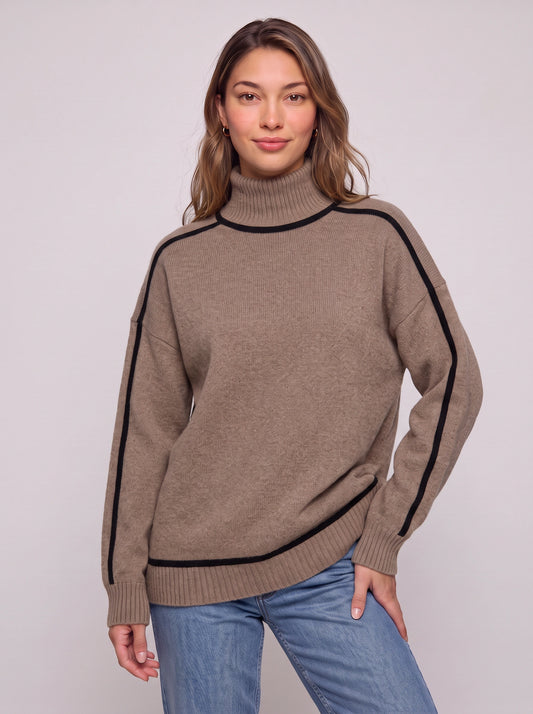 Piprail Turtleneck Oversized Sweater – Mock Neck Jumper Women Chunky Knit Casual Loungewear Pullover