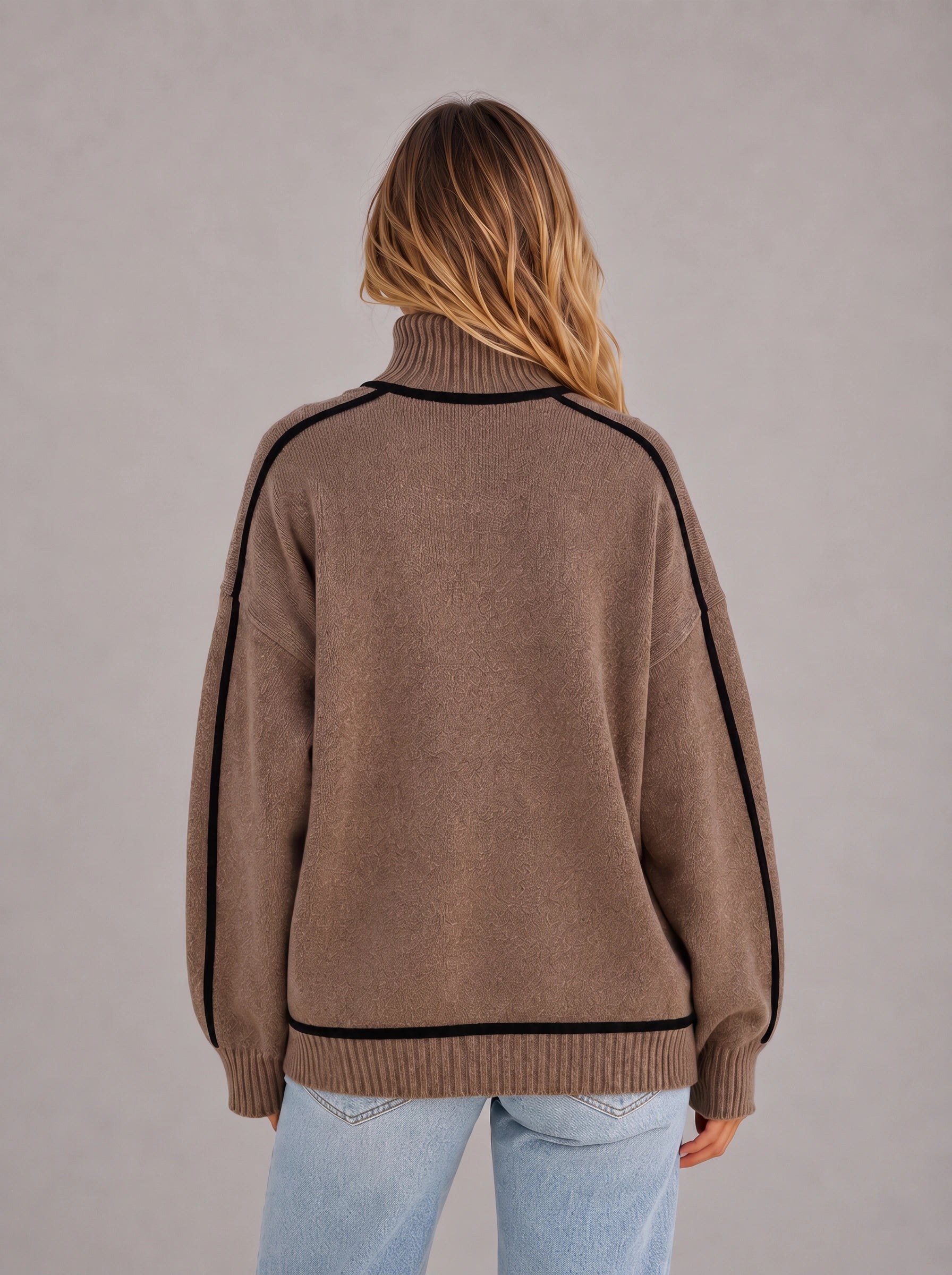 Piprail Turtleneck Oversized Sweater – Mock Neck Jumper Women Chunky Knit Casual Loungewear Pullover