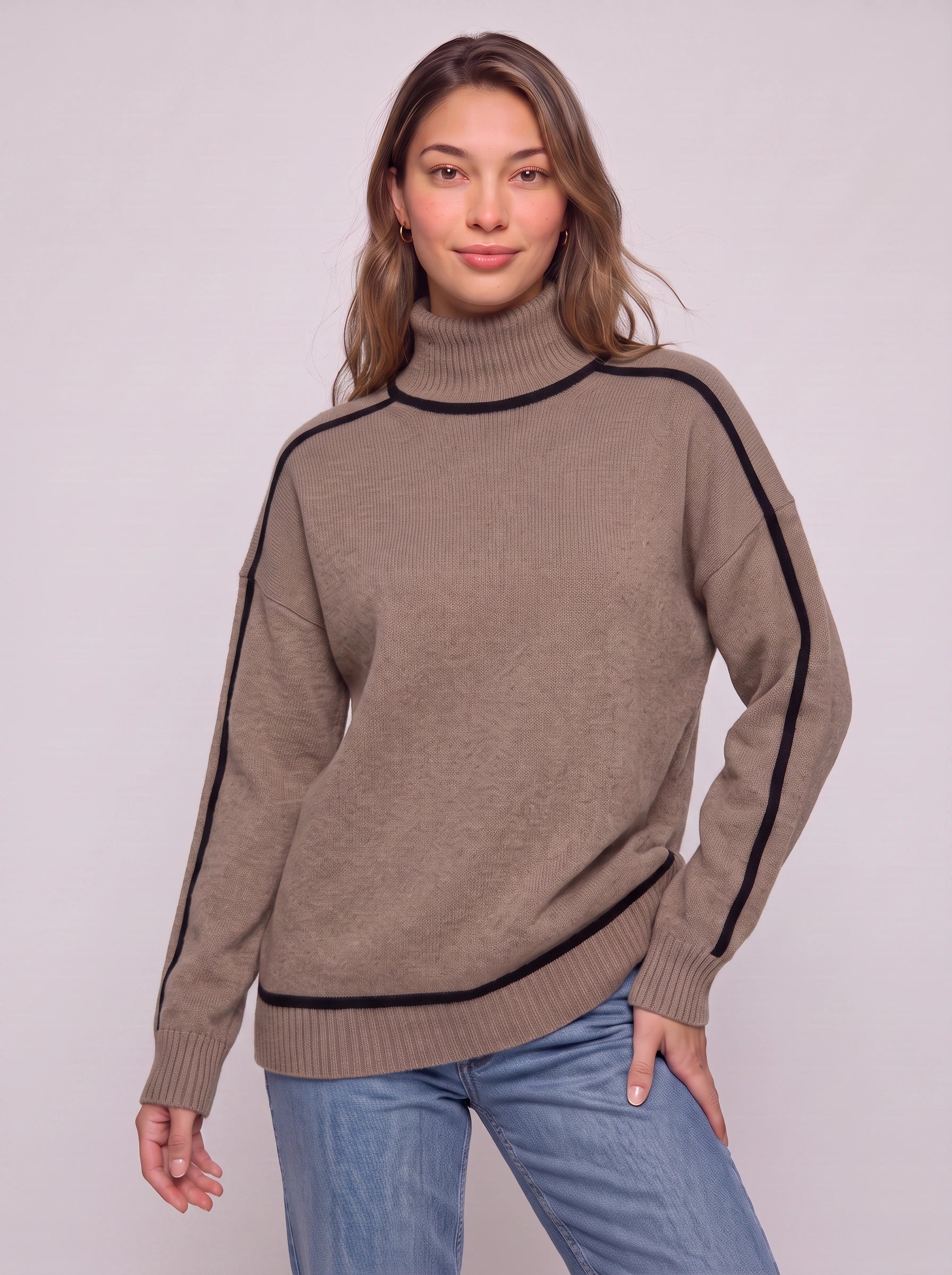 Piprail Turtleneck Oversized Sweater – Mock Neck Jumper Women Chunky Knit Casual Loungewear Pullover