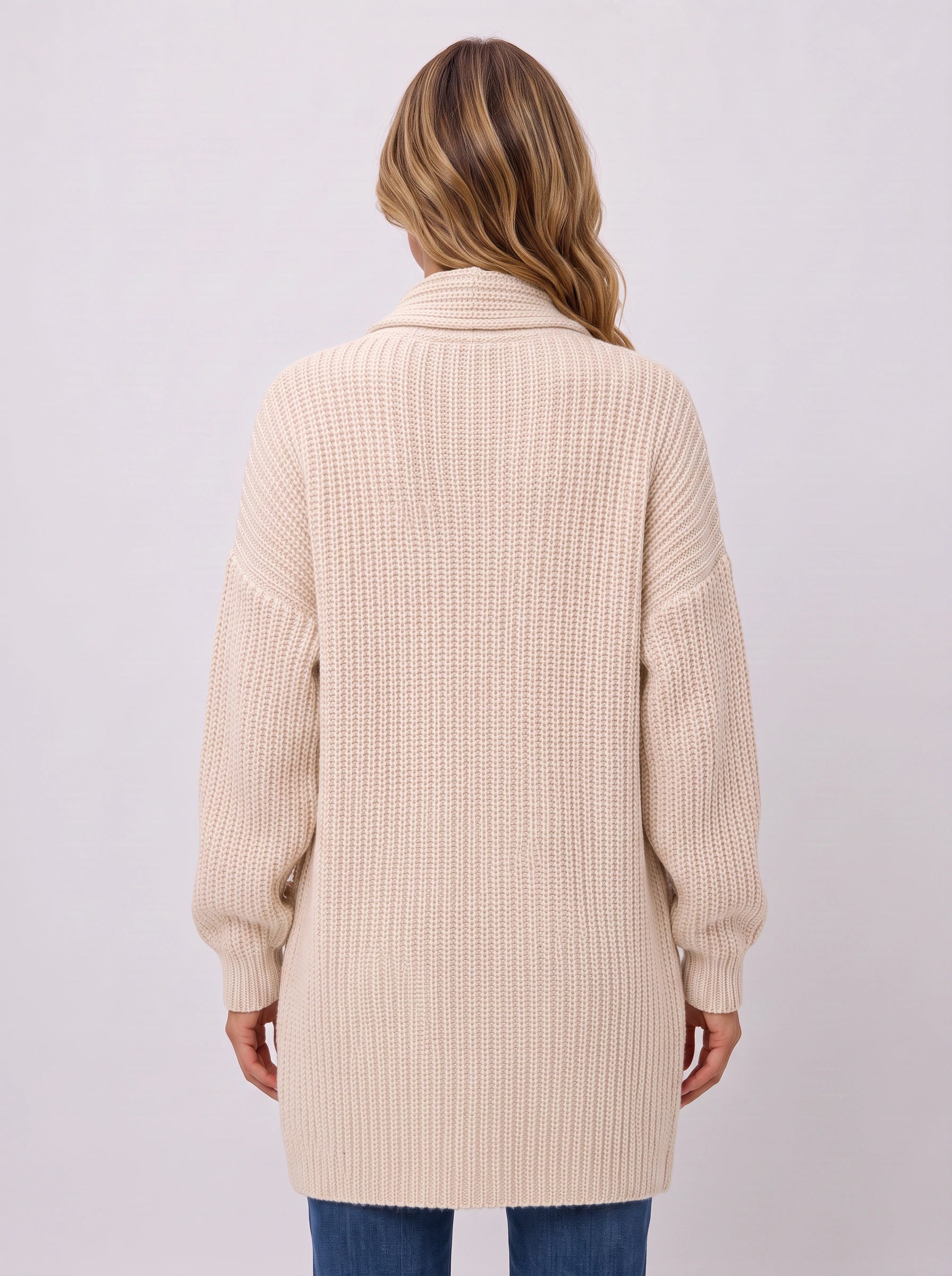 Waffle-knit Open Cardigan – Chunky Knit Longline Cardigan Women Oversized Cozy Casual Long Sleeve Pockets