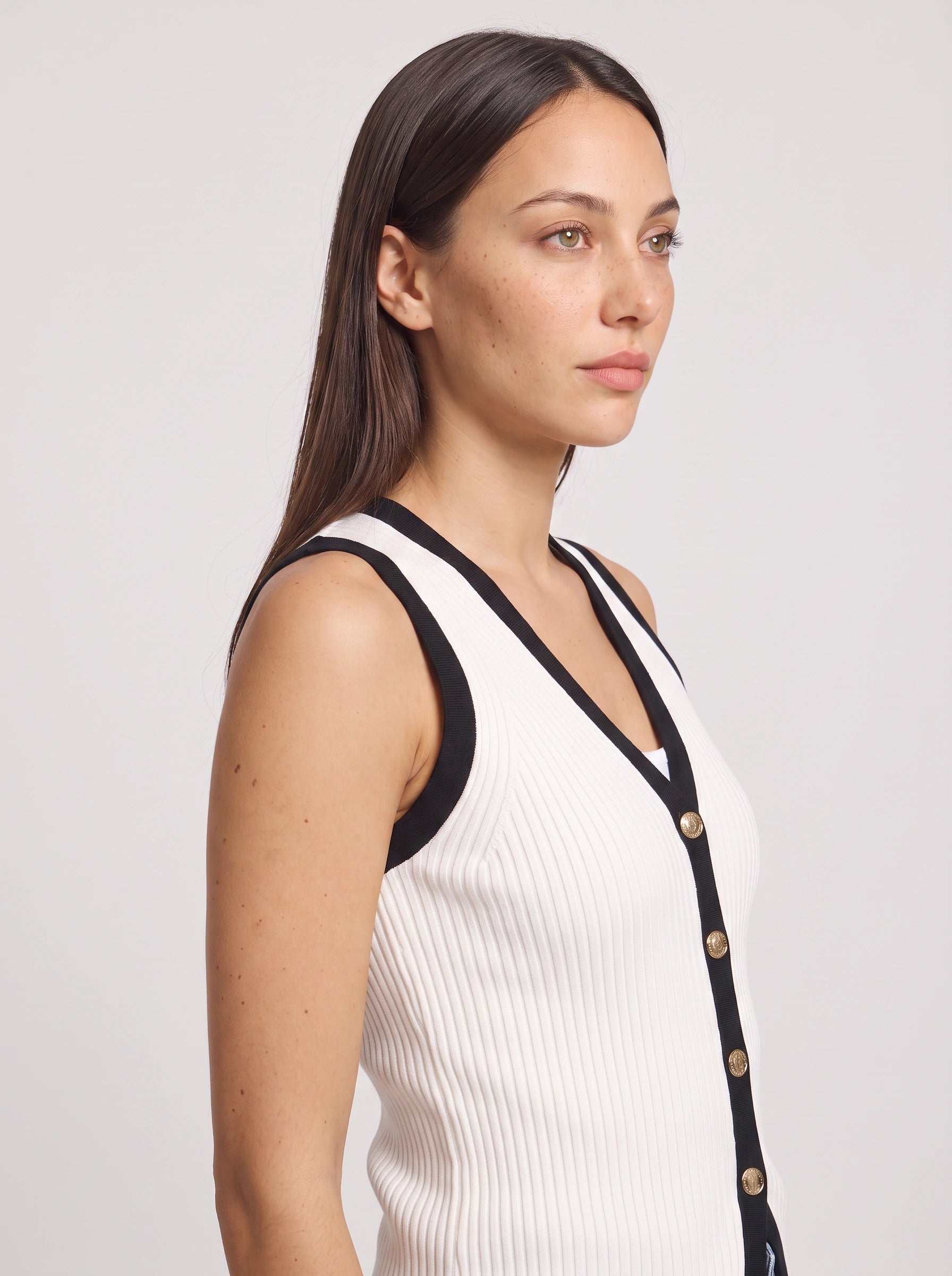 Contri Ribbed Button-Front Knit Vest – Sleeveless Cardigan Top Women Summer Casual Preppy Tank Top