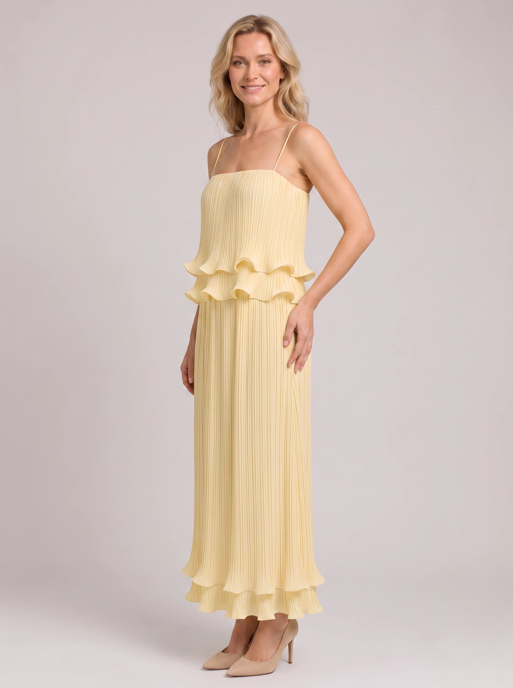 Plissette Pleated Ruffle Crop Top Co-Ord Set – Summer Dresses Women Wedding Guest Cocktail Formal Maxi Skirt Set