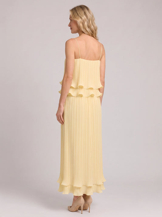 Plissette Pleated Ruffle Crop Top Co-Ord Set – Summer Dresses Women Wedding Guest Cocktail Formal Maxi Skirt Set