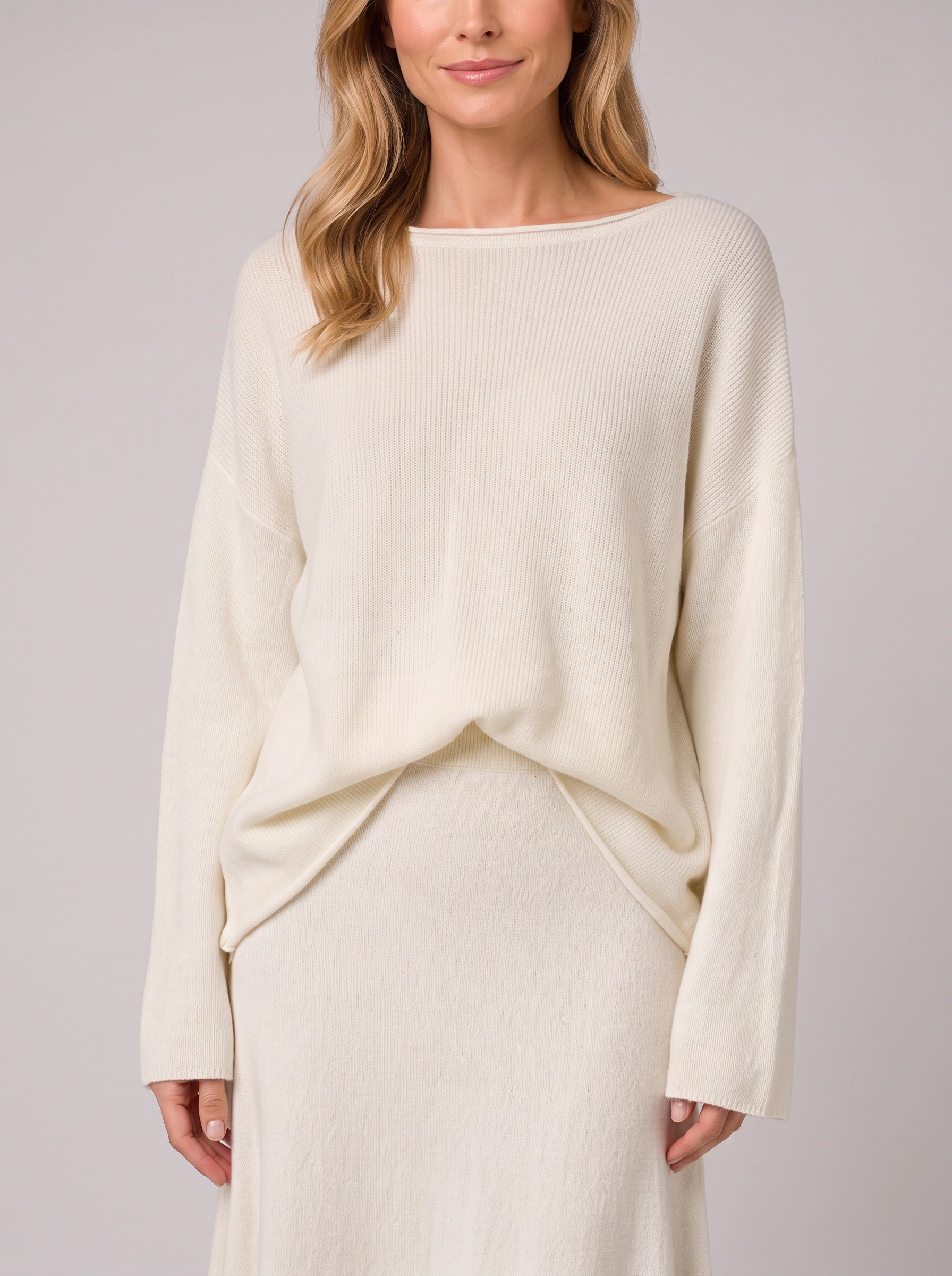 Cashmira Knit Sweater Midi Skirt Co-Ord Set – Women Two Piece Outfit Loungewear Matching Knit Set