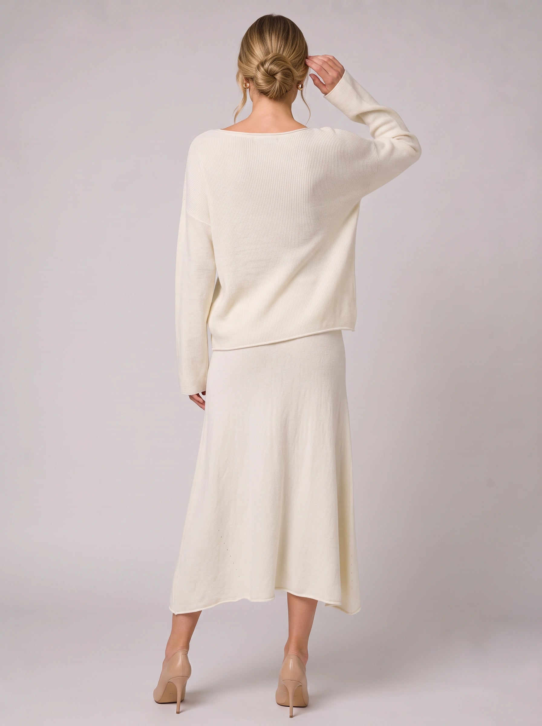 Cashmira Knit Sweater Midi Skirt Co-Ord Set – Women Two Piece Outfit Loungewear Matching Knit Set
