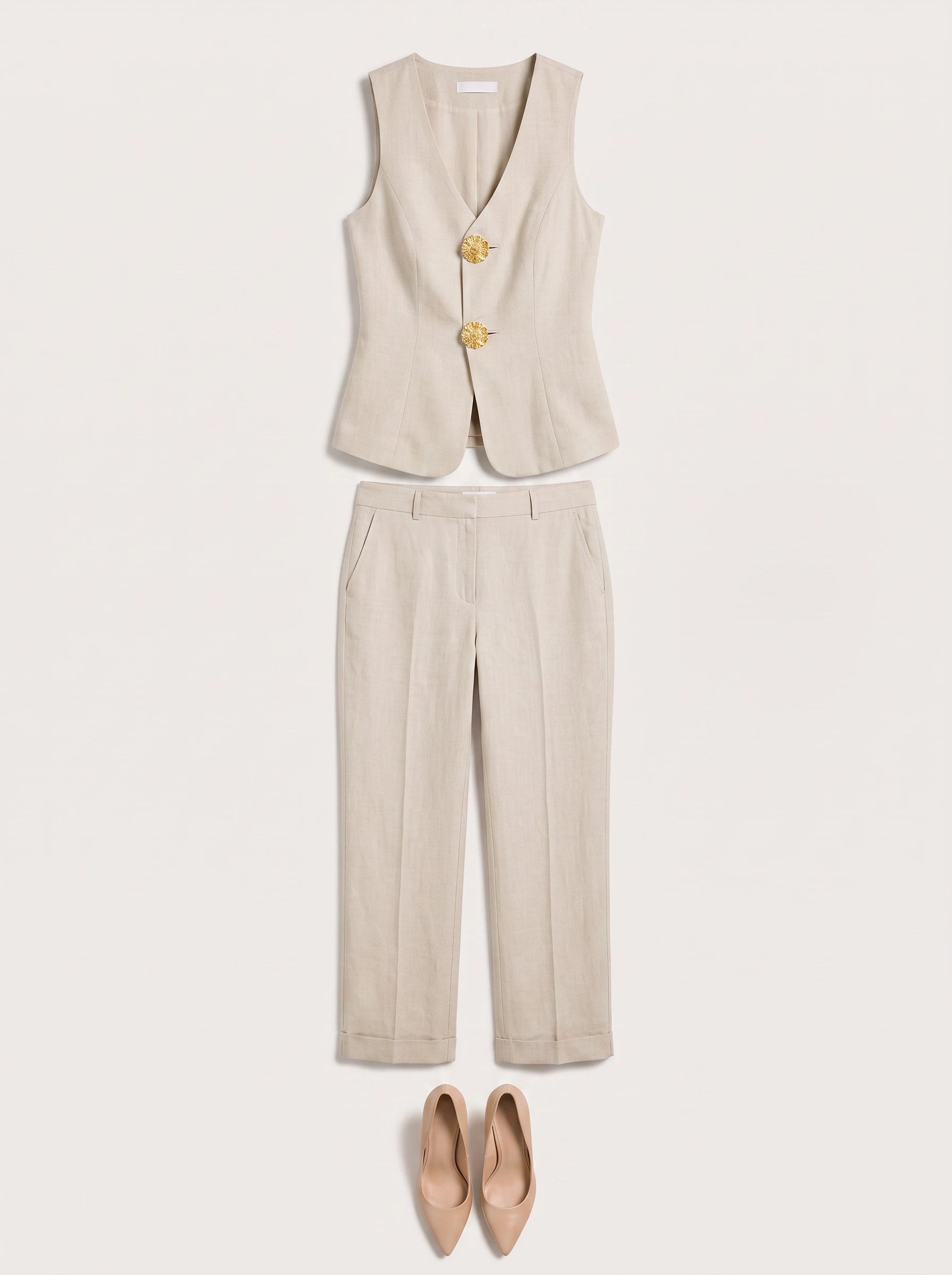 Bosina Sleeveless Wide-Leg Trouser Co-Ord Set – Two Piece Sets Women Lounge Loungewear Summer Linen Pajama Sets