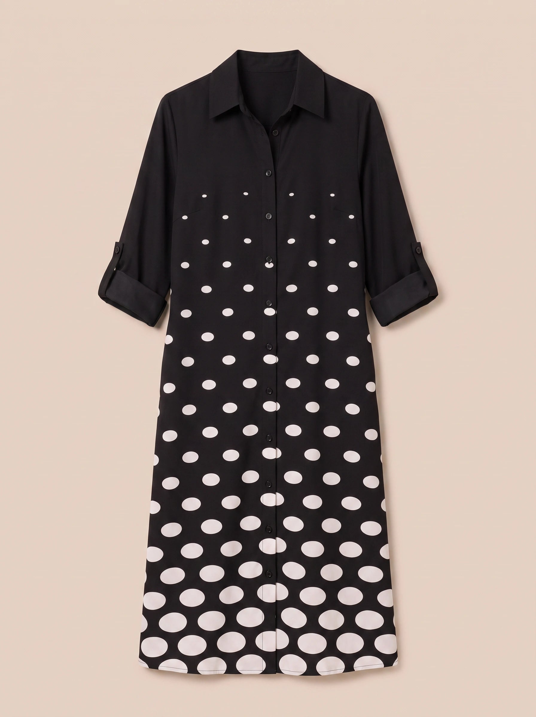 Dottura Polka Dot Collar Midi Dress – Shirt Midi Dress Women Casual Summer Work Office A-Line Dress