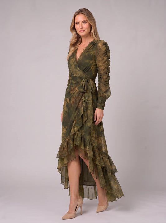 Floravent Wrap Ruffle Maxi Dress – Floral Long Sleeve Women Wedding Guest Formal Evening Boho Maxi Dress