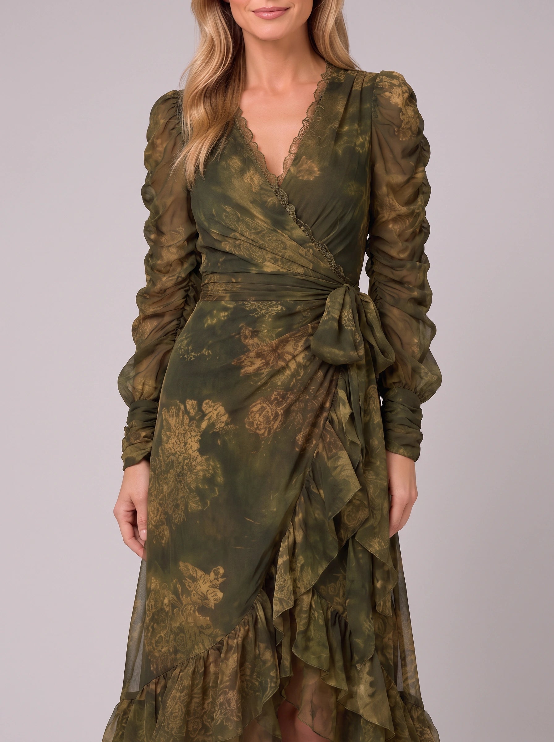 Floravent Wrap Ruffle Maxi Dress – Floral Long Sleeve Women Wedding Guest Formal Evening Boho Maxi Dress