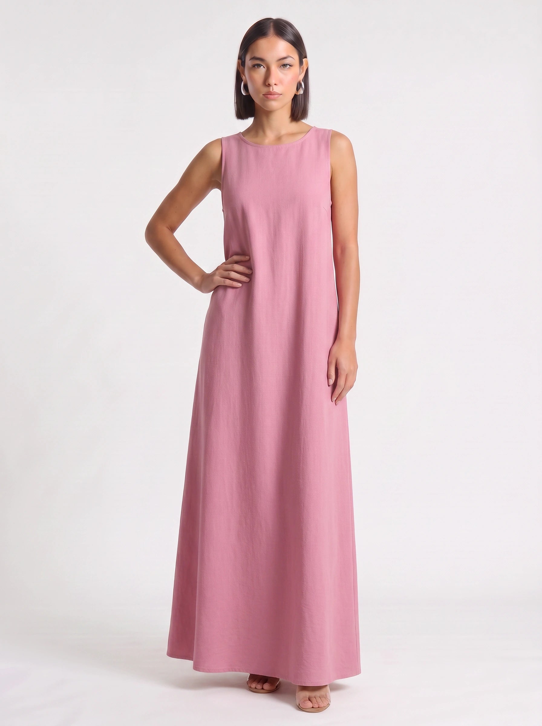 Calmida Sleeveless Maxi Dress – Linen Dress Women Long Sleeveless Summer Casual Vacation Pockets Maxi