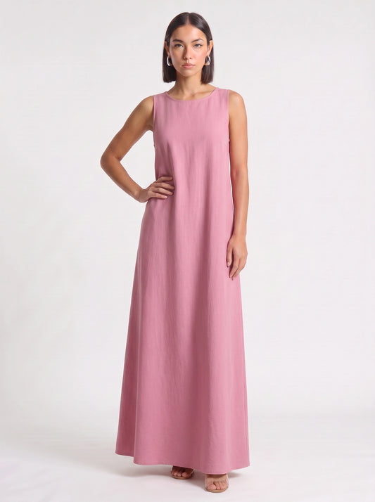 Calmida Sleeveless Maxi Dress – Linen Dress Women Long Sleeveless Summer Casual Vacation Pockets Maxi
