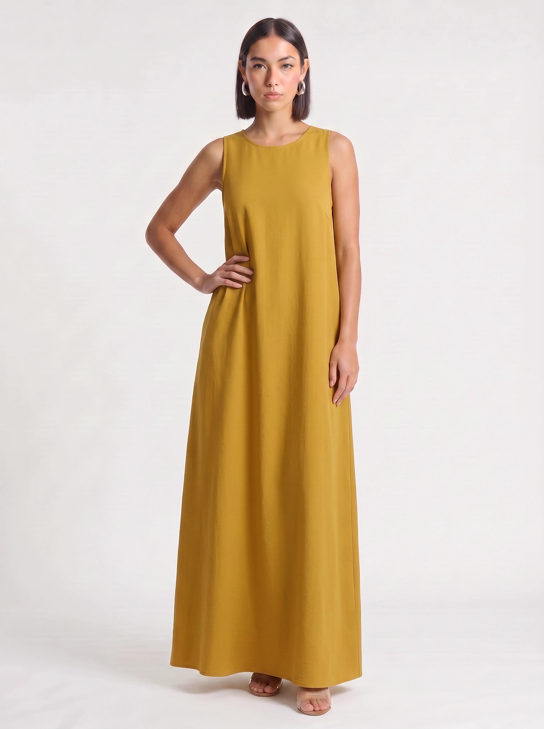 Calmida Sleeveless Maxi Dress – Linen Dress Women Long Sleeveless Summer Casual Vacation Pockets Maxi
