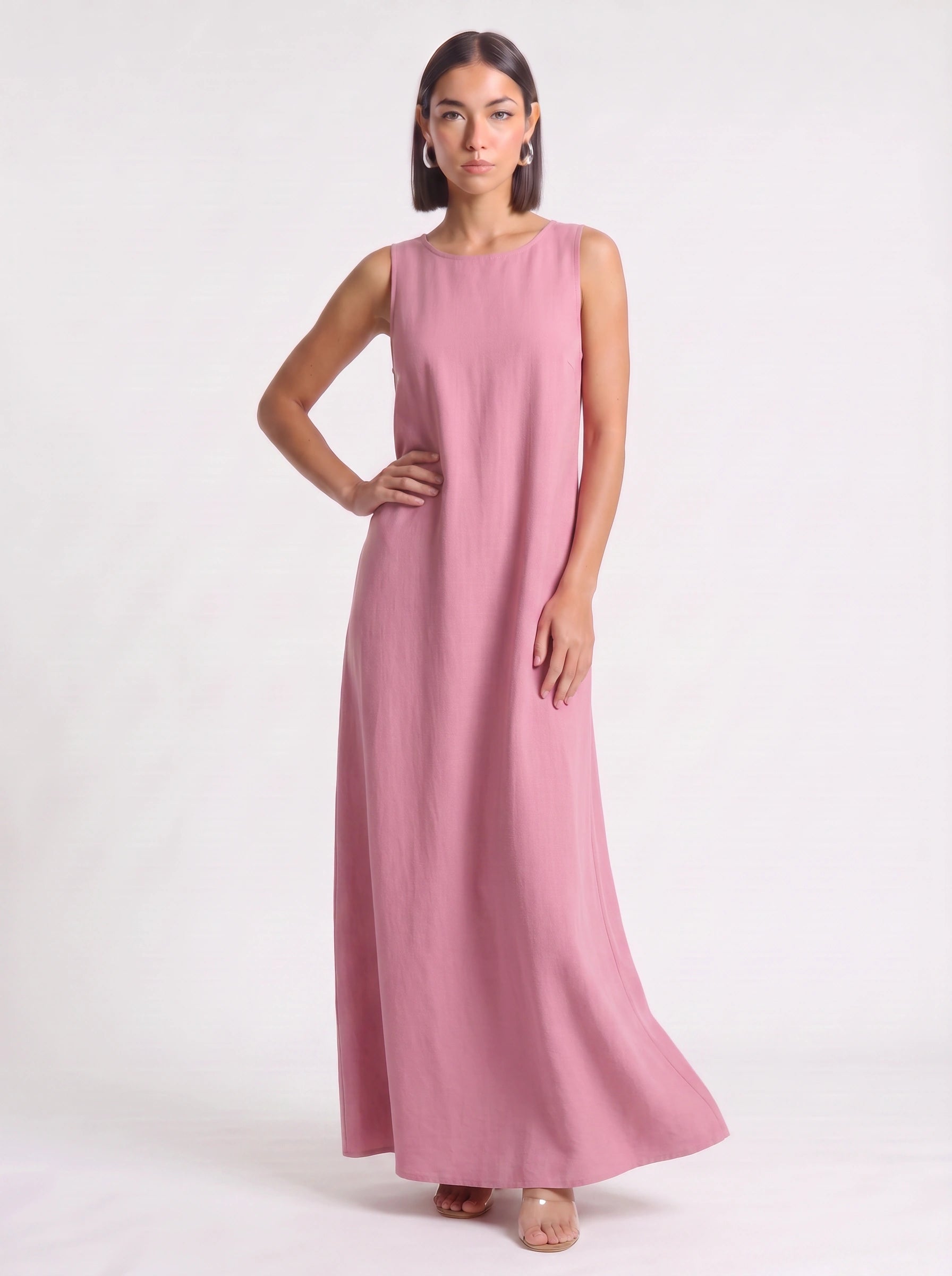 Calmida Sleeveless Maxi Dress – Linen Dress Women Long Sleeveless Summer Casual Vacation Pockets Maxi