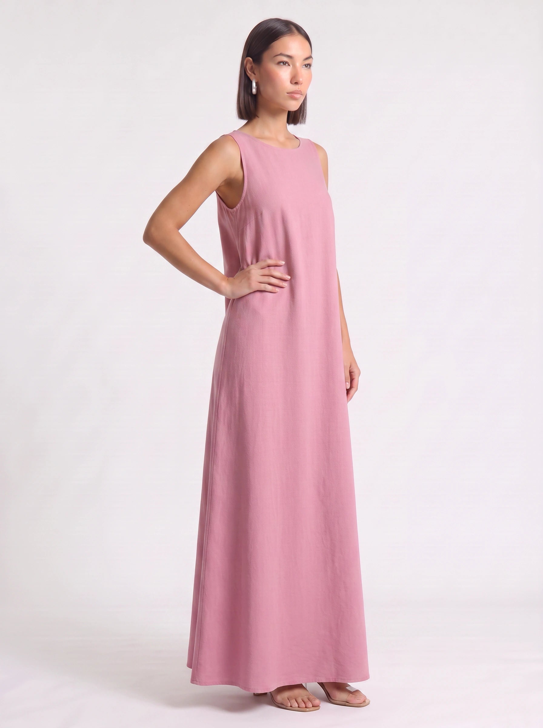 Calmida Sleeveless Maxi Dress – Linen Dress Women Long Sleeveless Summer Casual Vacation Pockets Maxi