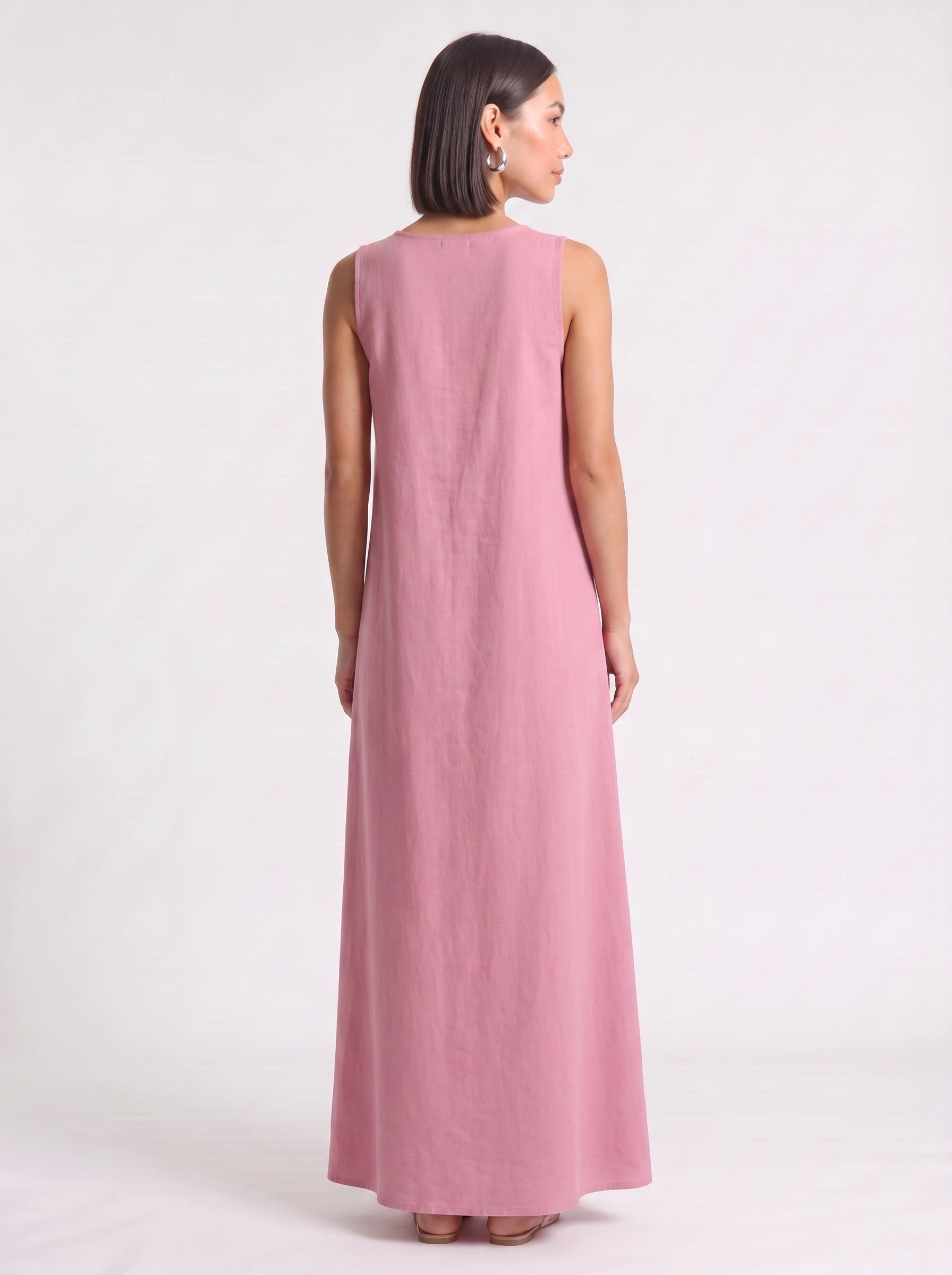 Calmida Sleeveless Maxi Dress – Linen Dress Women Long Sleeveless Summer Casual Vacation Pockets Maxi