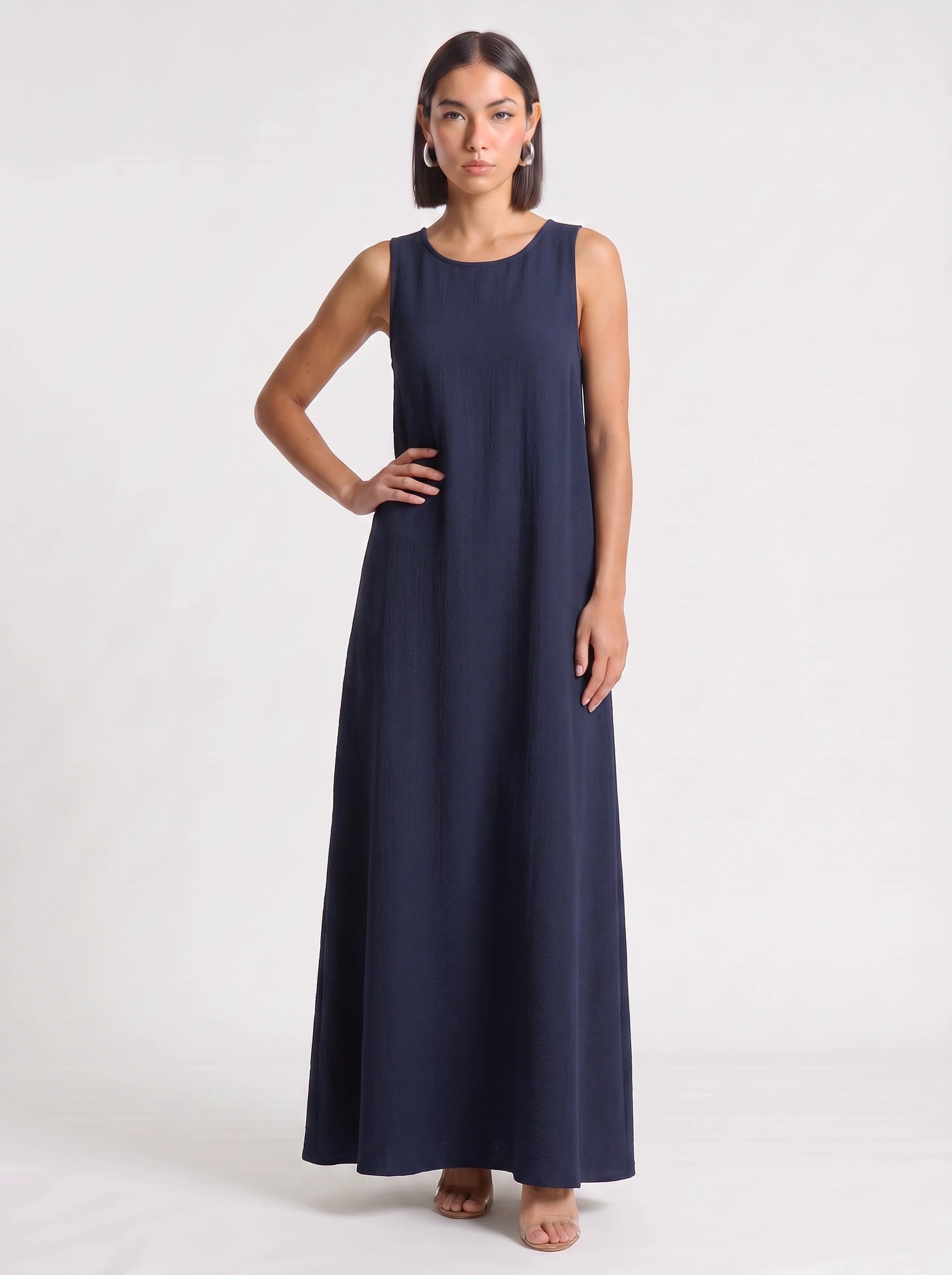 Calmida Sleeveless Maxi Dress – Linen Dress Women Long Sleeveless Summer Casual Vacation Pockets Maxi