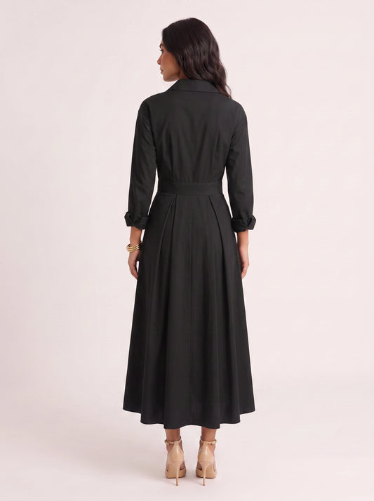 Ivolia Collared Shirt Midi Dress – Women Formal Wedding Guest Bridal Shower Elegant Office White Midi Dress