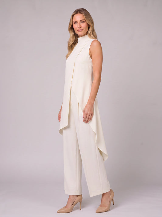 Ondula Turtleneck Wide-Leg Pants Set – Women Formal Two Piece Summer Wedding Guest Sleeveless Outfit