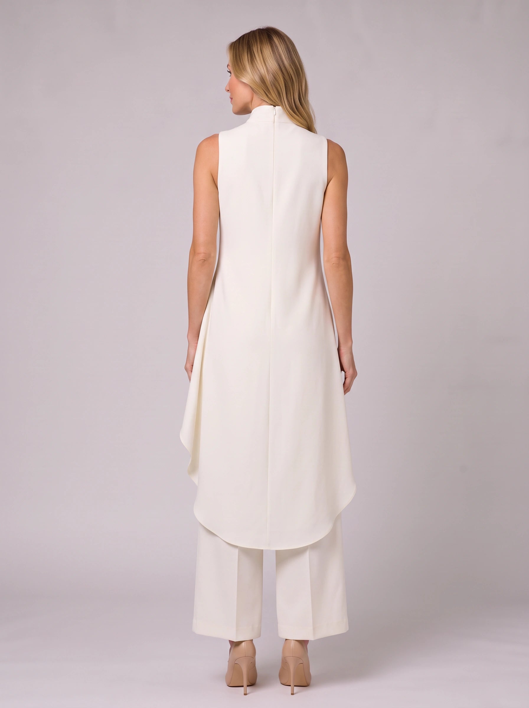 Ondula Turtleneck Wide-Leg Pants Set – Women Formal Two Piece Summer Wedding Guest Sleeveless Outfit