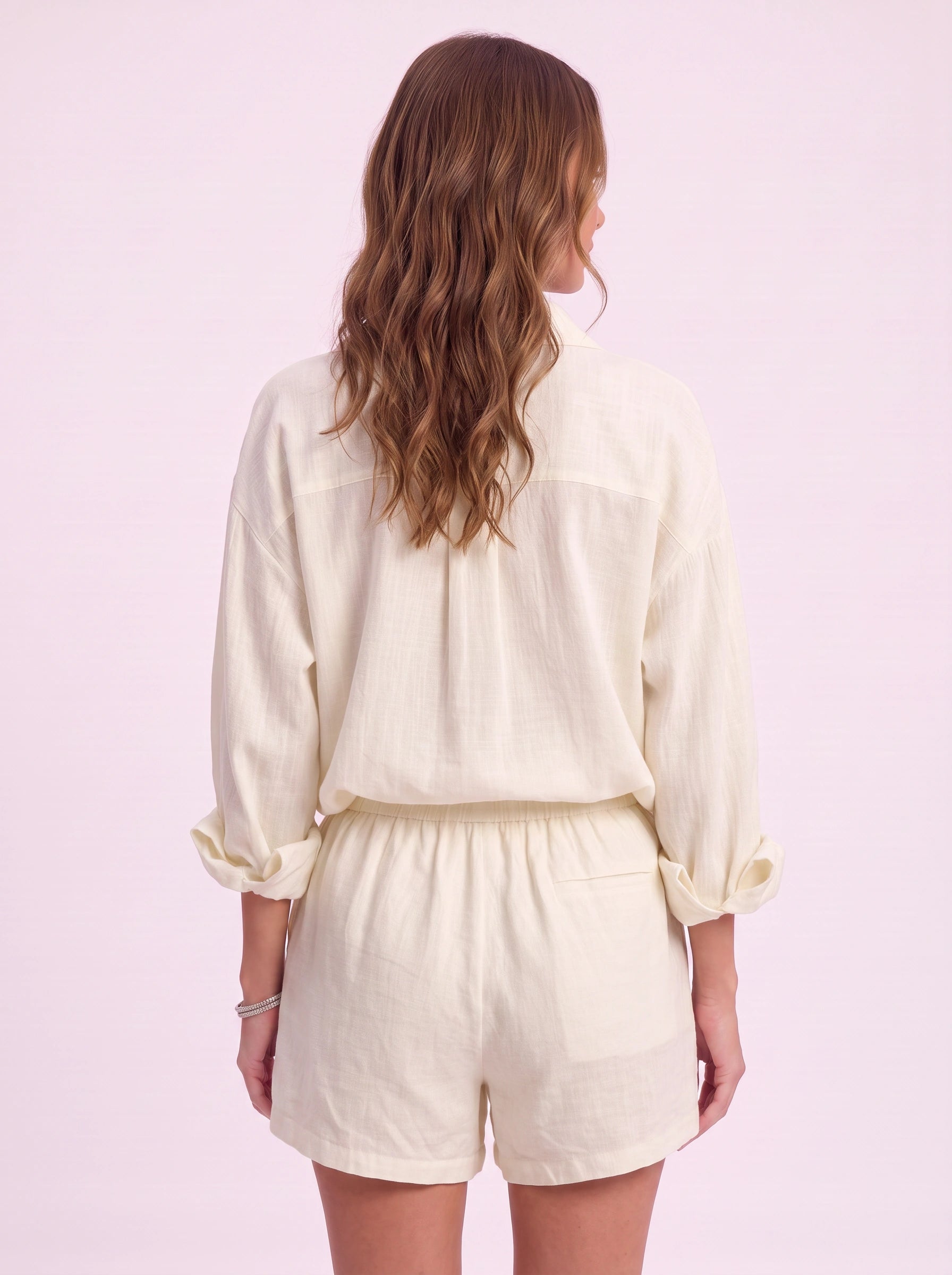 Cressa Linen Oversized Shirt Shorts Set – Women Summer Lounge Co-Ord Casual Vacation Resort Linen Set