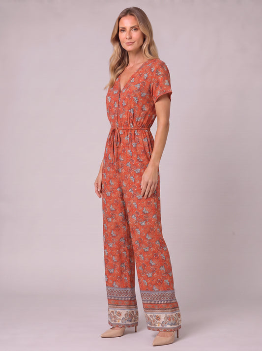 Fioranza Boho Floral Wide-Leg Jumpsuit – Women Summer Vacation Beach Bohemian Style Clothing Casual Jumpsuit