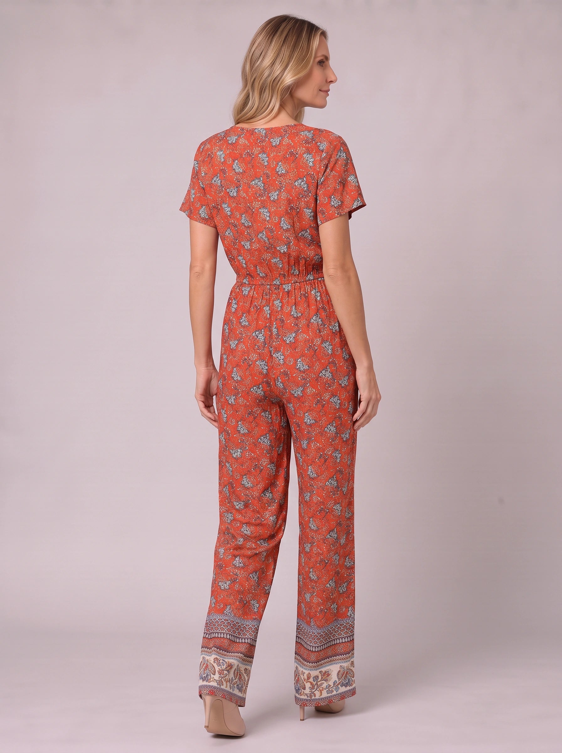 Fioranza Boho Floral Wide-Leg Jumpsuit – Women Summer Vacation Beach Bohemian Style Clothing Casual Jumpsuit