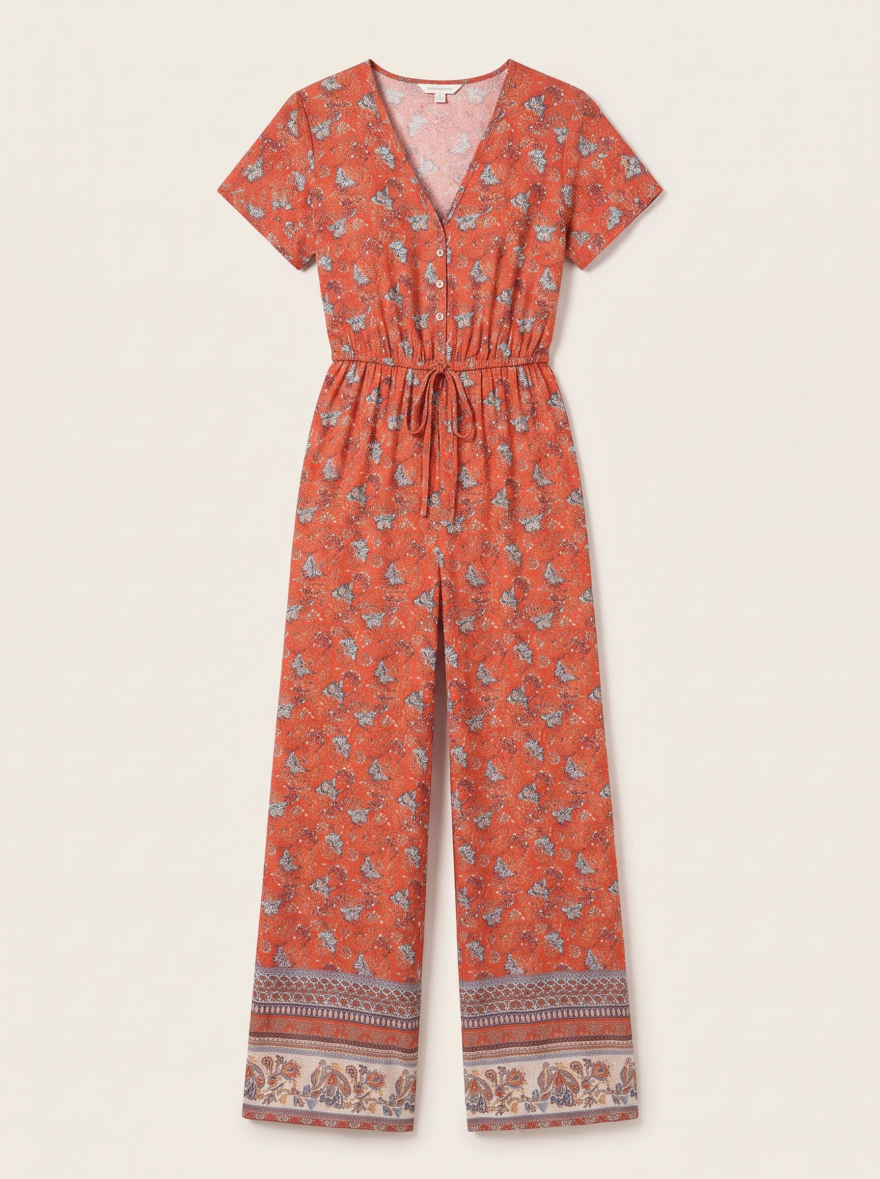 Fioranza Boho Floral Wide-Leg Jumpsuit – Women Summer Vacation Beach Bohemian Style Clothing Casual Jumpsuit