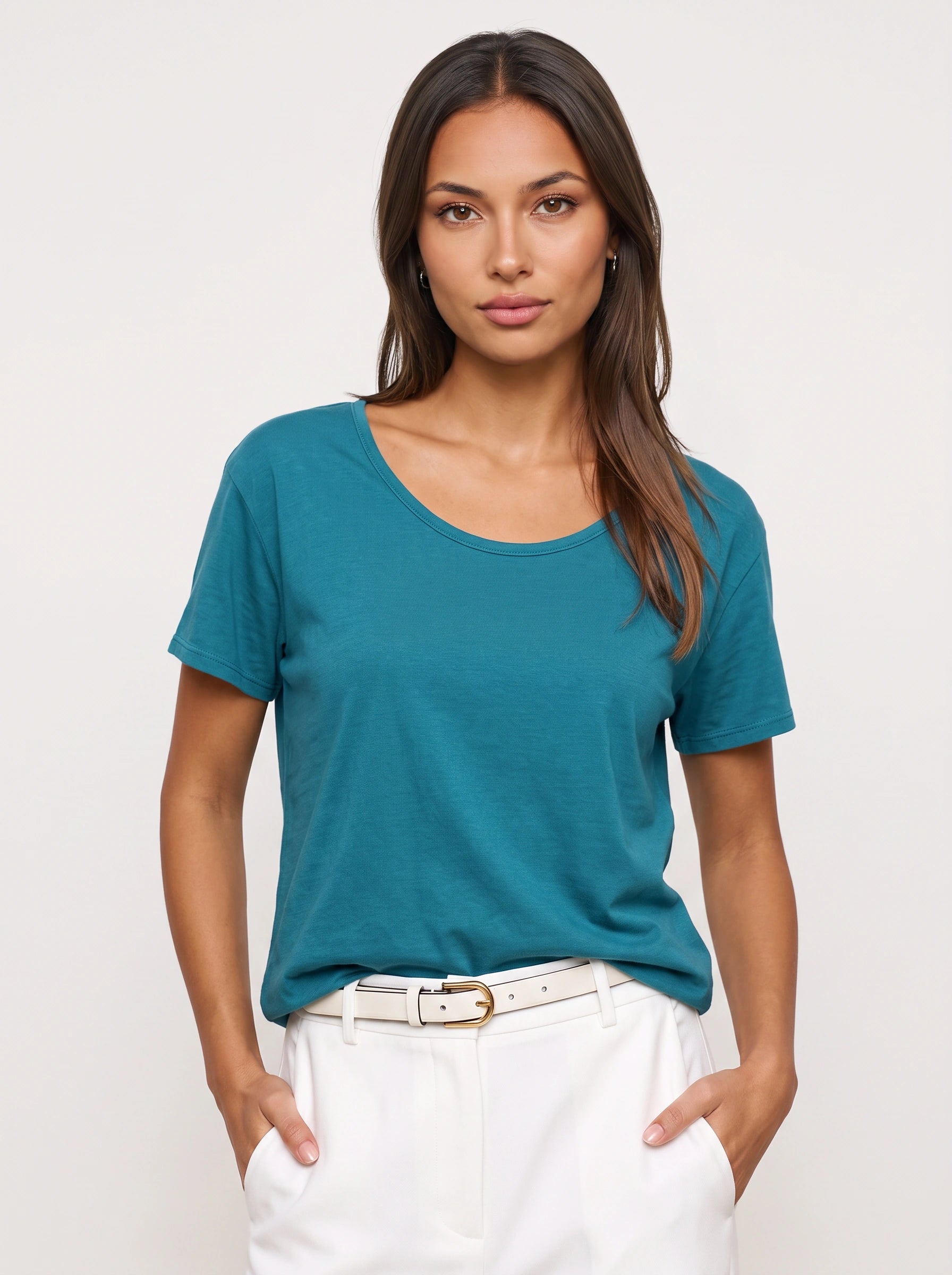 Ombressa Oversized V-Neck Top – Women Relaxed Fit Short Sleeve Casual Lounge Everyday Tee