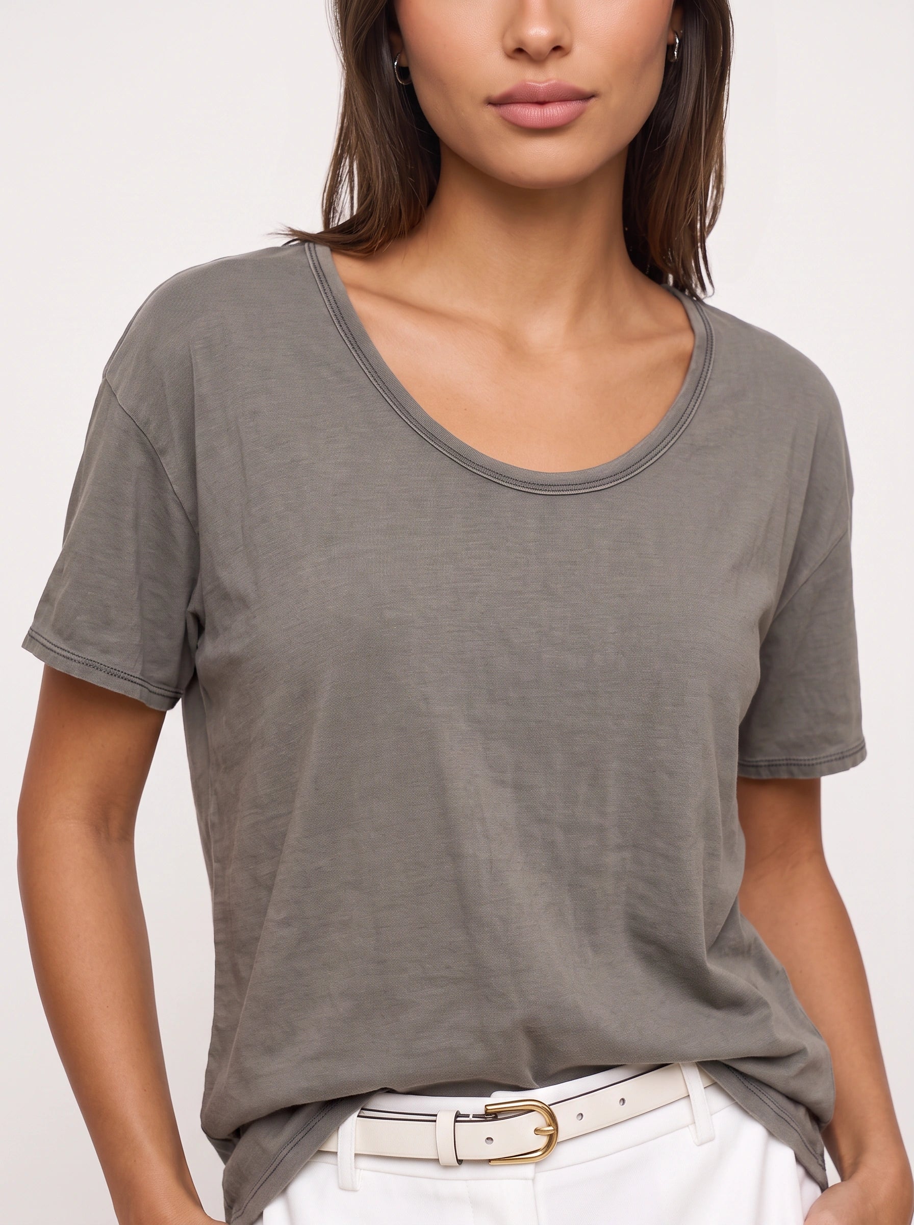 Ombressa Oversized V-Neck Top – Women Relaxed Fit Short Sleeve Casual Lounge Everyday Tee