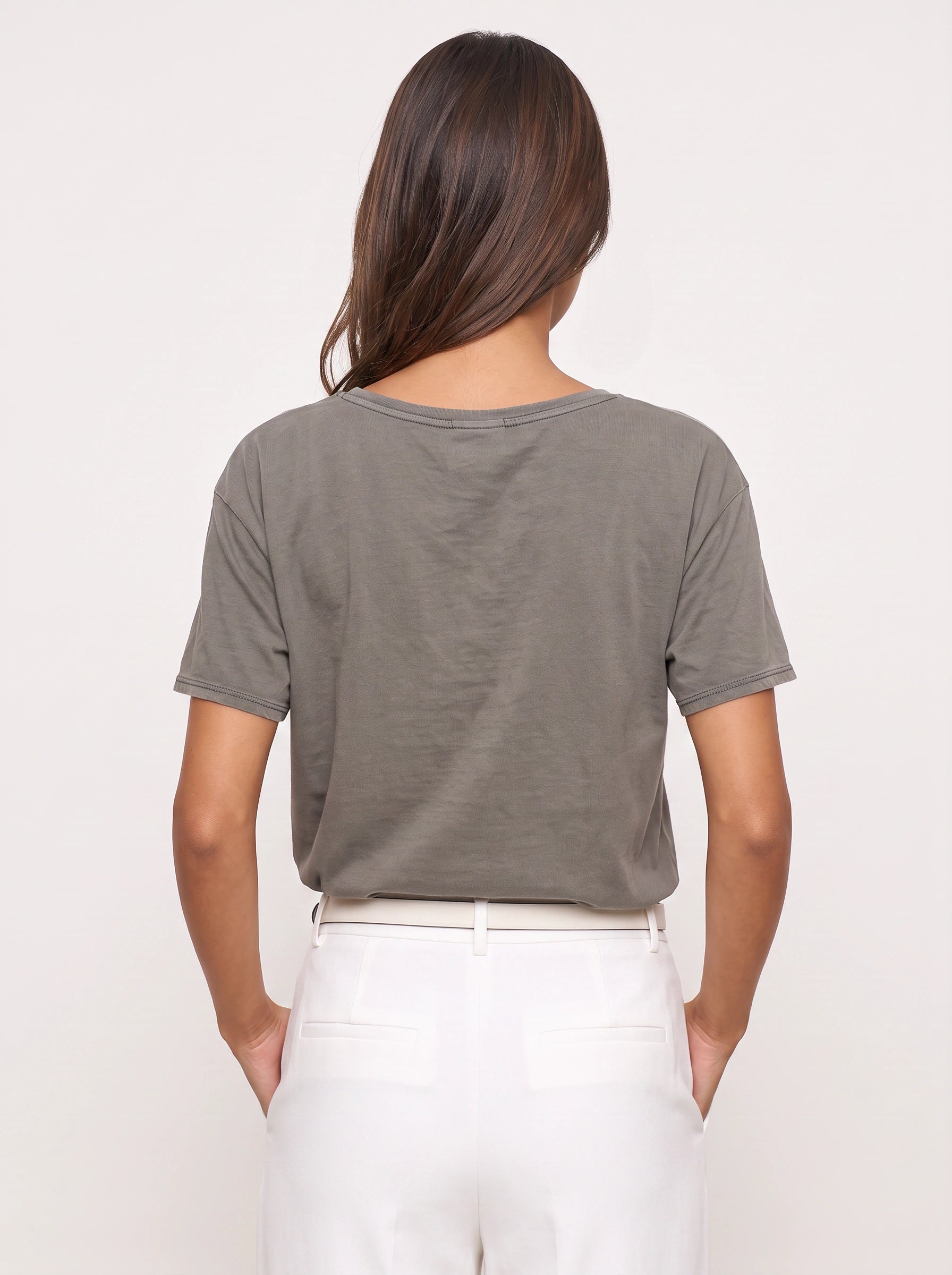 Ombressa Oversized V-Neck Top – Women Relaxed Fit Short Sleeve Casual Lounge Everyday Tee