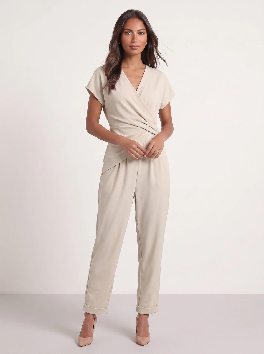 Avvolta Wrap Top Cropped Pants Set – Women Two Piece Outfits Summer Beach Vacation Resort Casual Loungewear