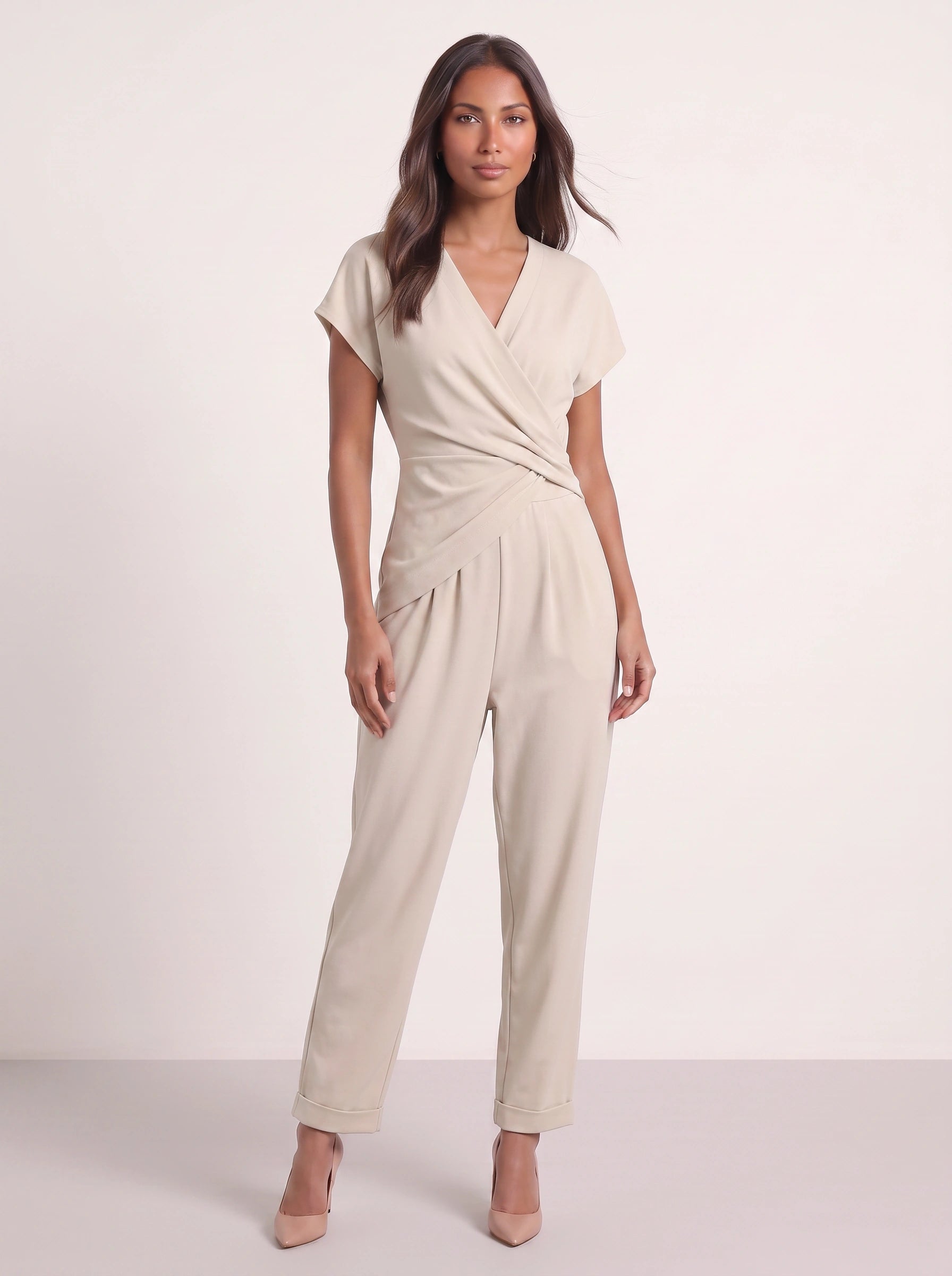 Avvolta Wrap Top Cropped Pants Set – Women Two Piece Outfits Summer Beach Vacation Resort Casual Loungewear